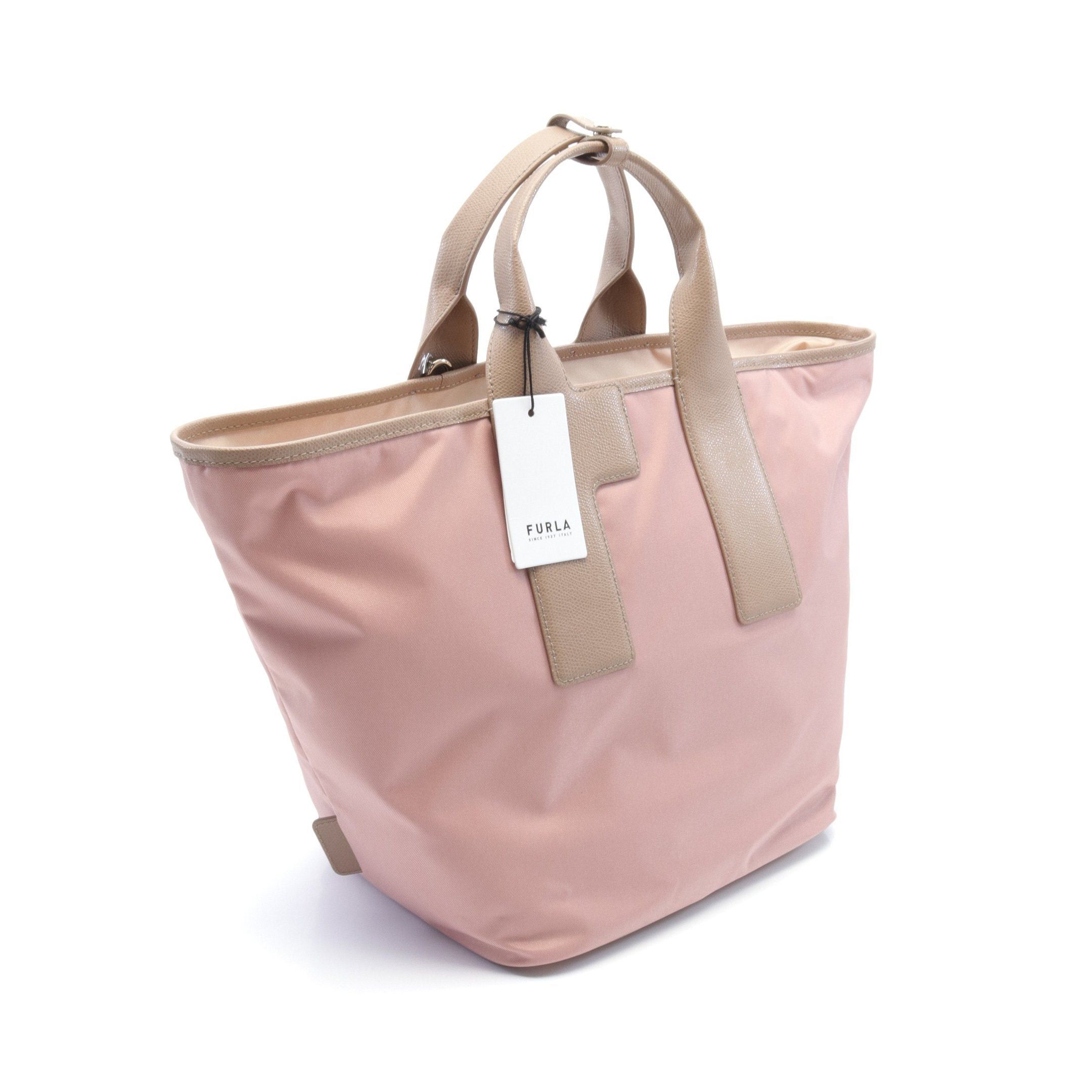 Furla Furla Piuma L Handbag Tote Bag Nylon Leather Pink Beige Gray Size ONE SIZE - 2 Thumbnail