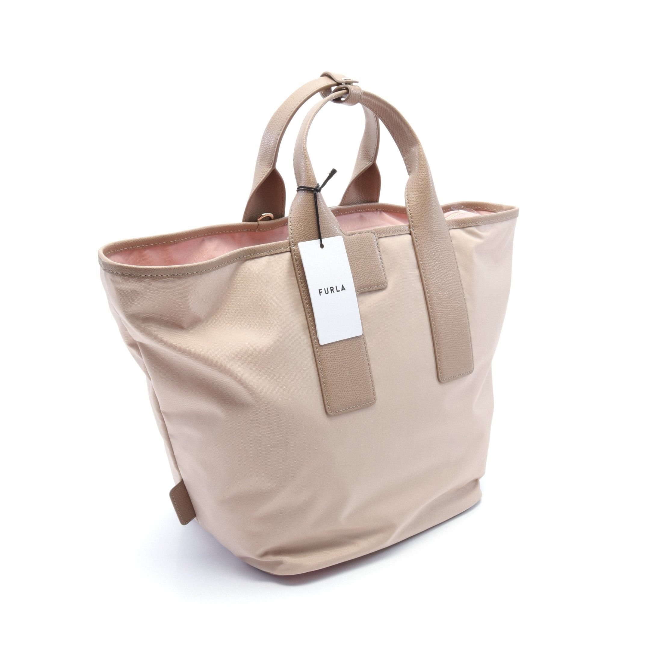 Furla Furla Piuma L Handbag Tote Bag Nylon Leather Beige Pink Gray Size ONE SIZE - 2 Thumbnail