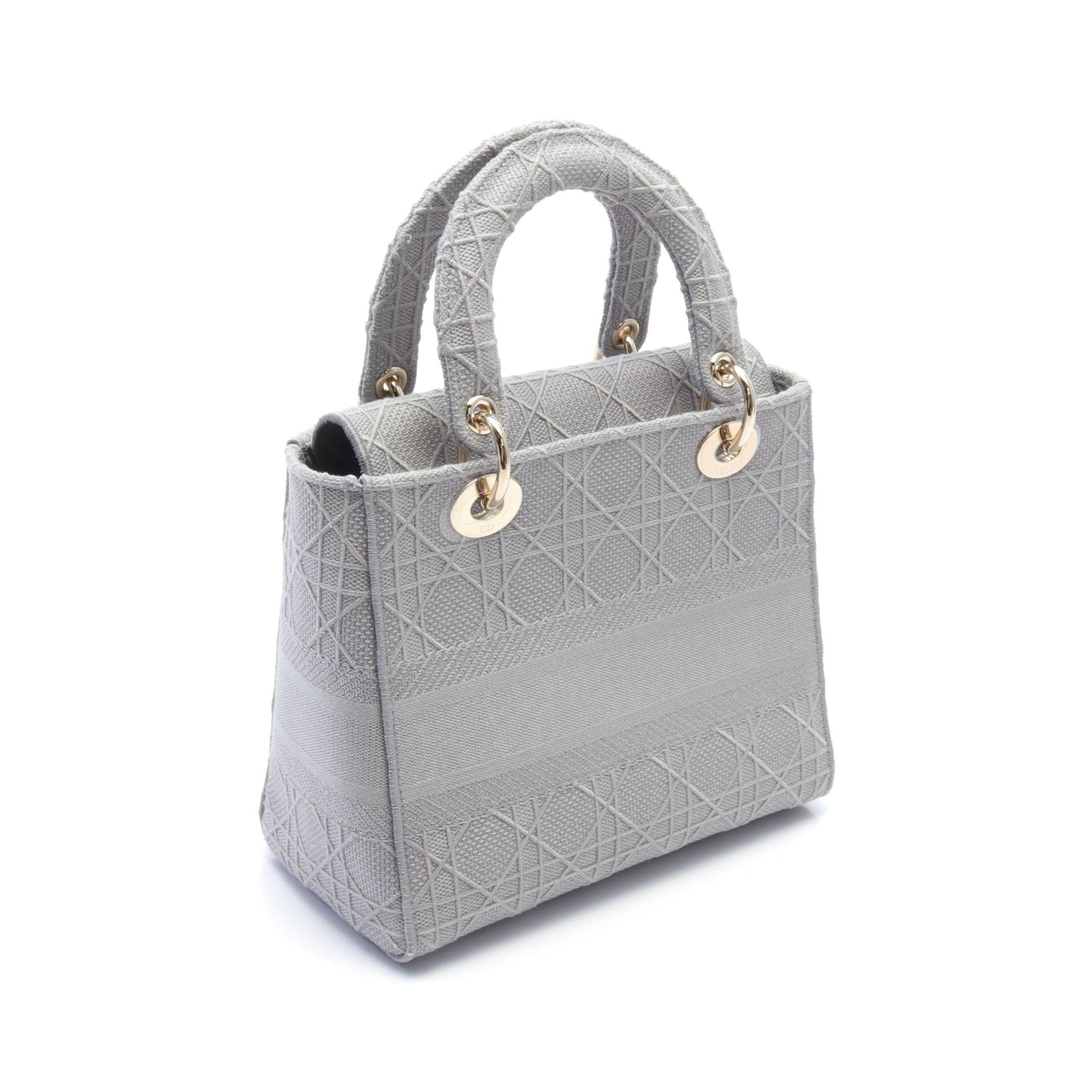 Dior Dior Lady Medium Bag Handbag Canvas Gray Size ONE SIZE - 2 Thumbnail