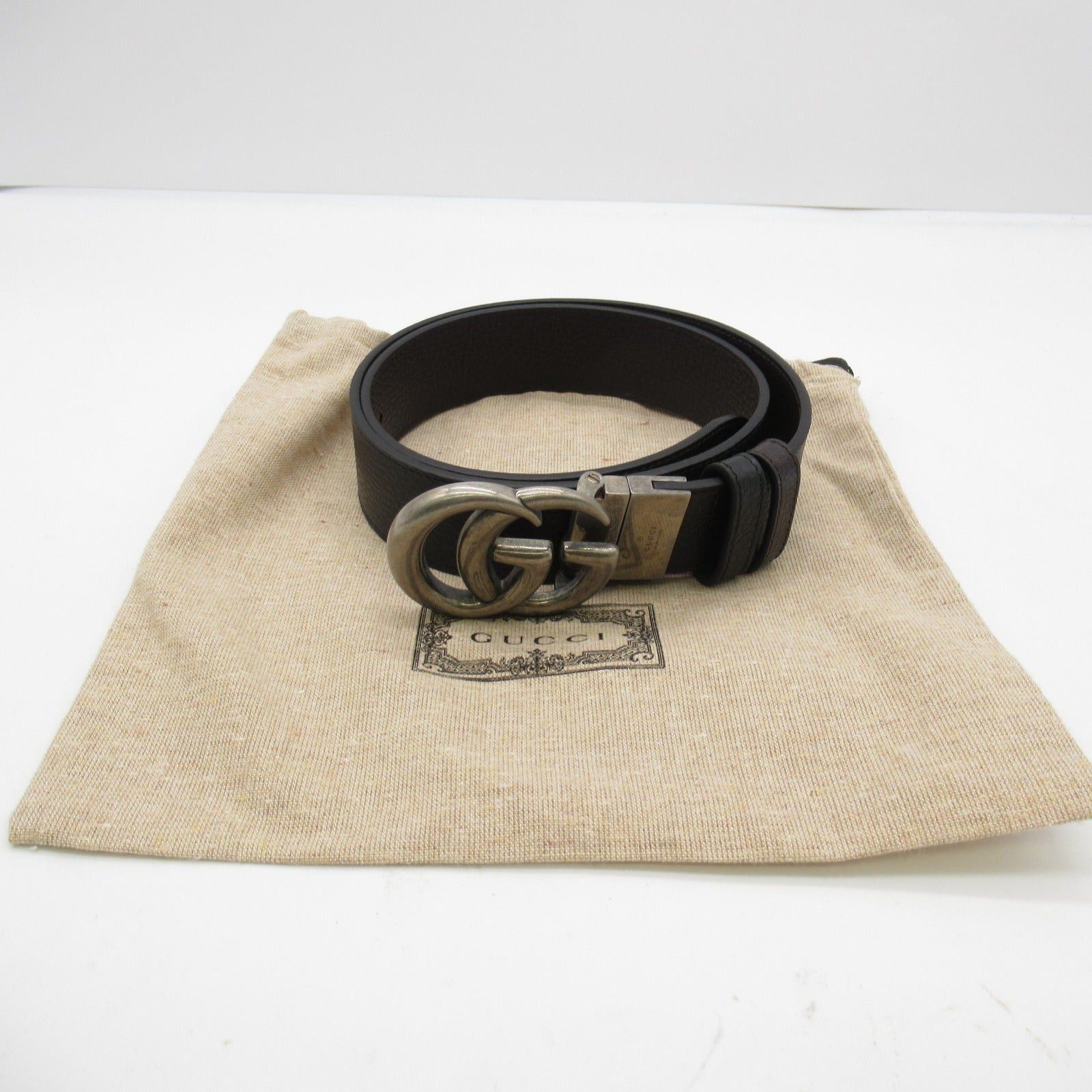Gucci Gucci Gg Marmont Reversible Belt Leather Black Brown Size ONE SIZE - 8 Thumbnail