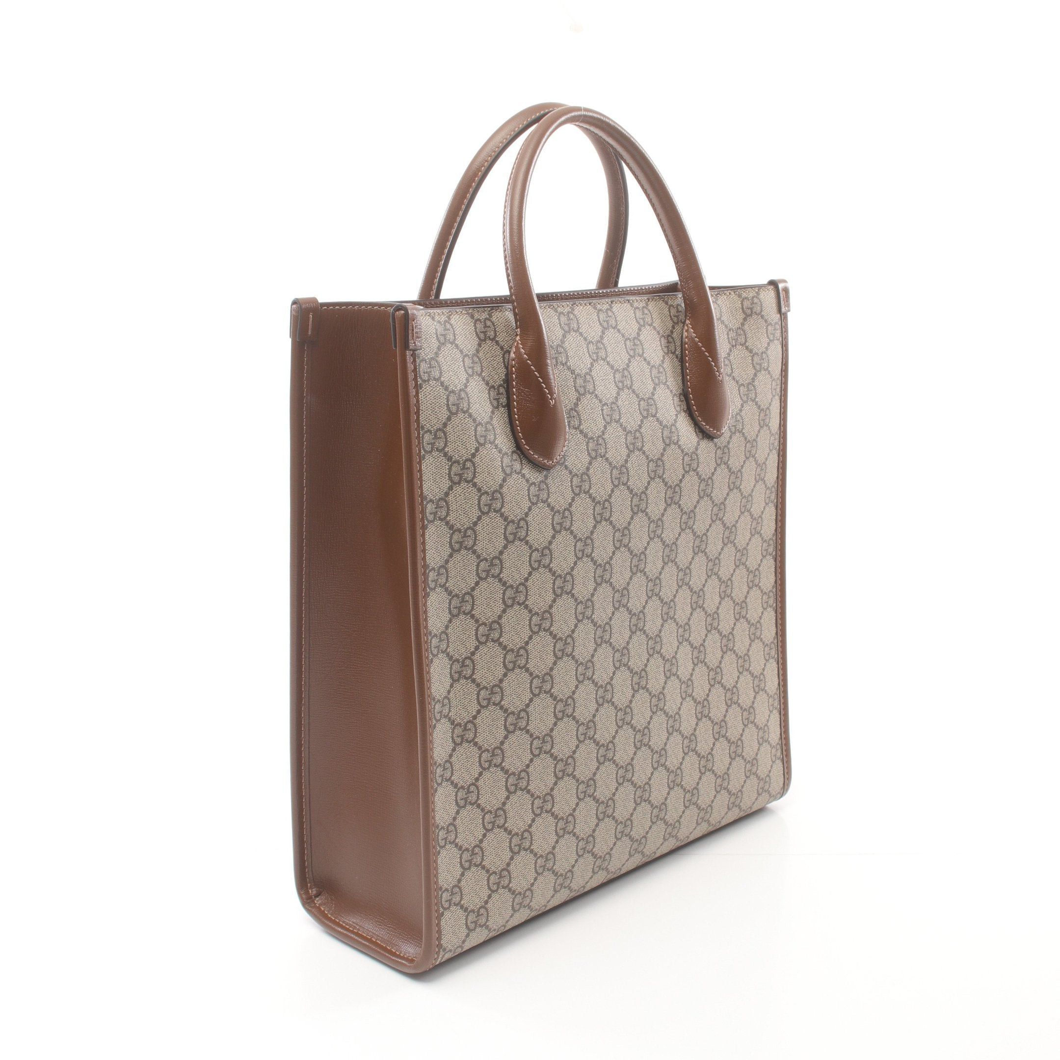 Gucci Gucci With Interlocking G Gg Supreme Handbag Tote Bag Leather Beige Brown Size ONE SIZE - 2 Thumbnail