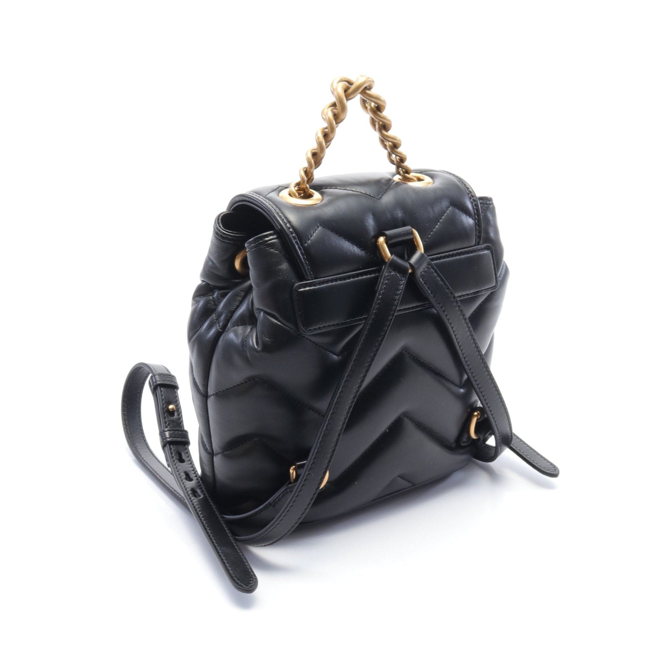 Gucci Gucci Gg Marmont Mini Backpack Rucksack Leather Black Size ONE SIZE - 2 Thumbnail