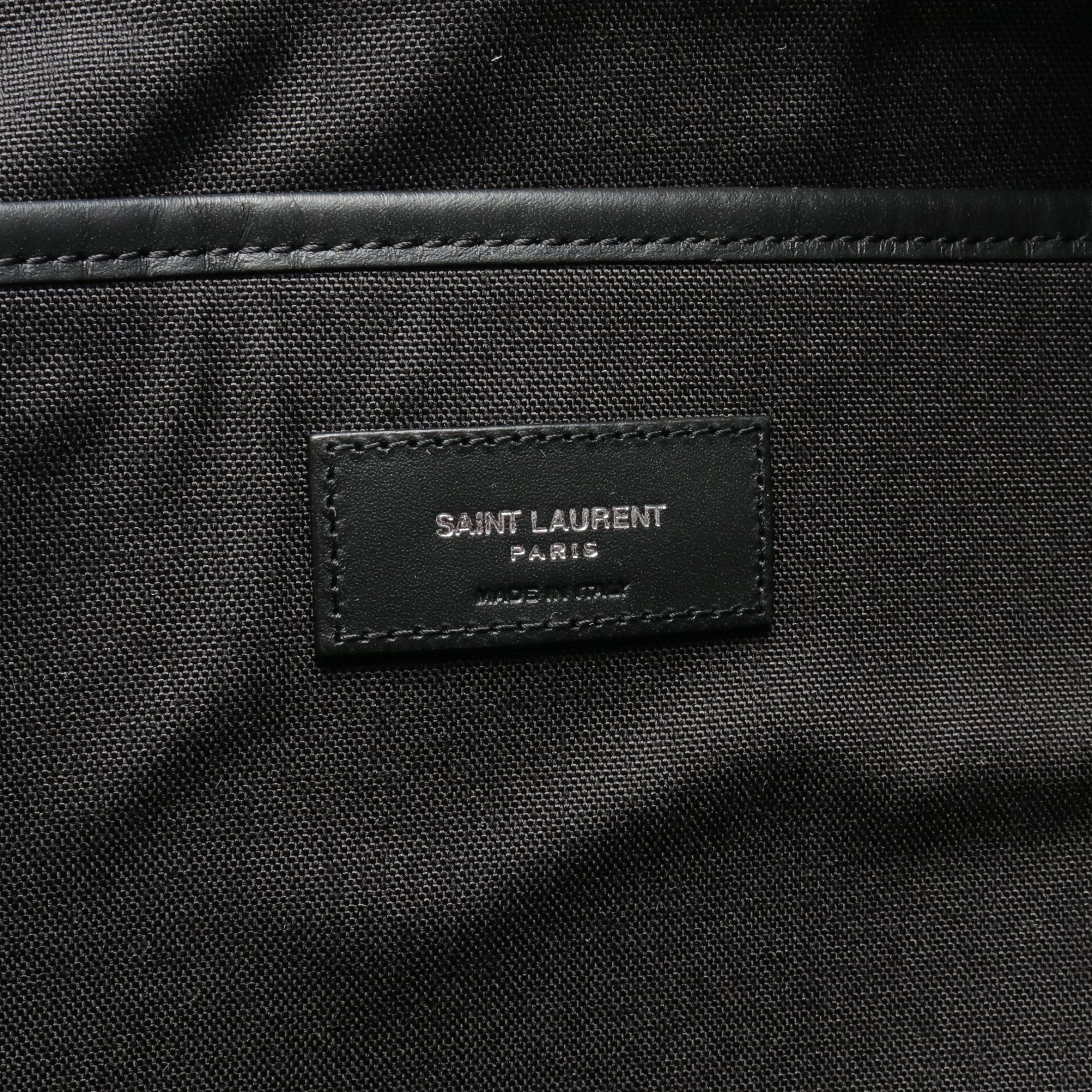 Yves Saint Laurent Yves Saint Laurent City Backpack Rucksack Logo Embroidery Cotton Black Size ONE SIZE - 4 Thumbnail