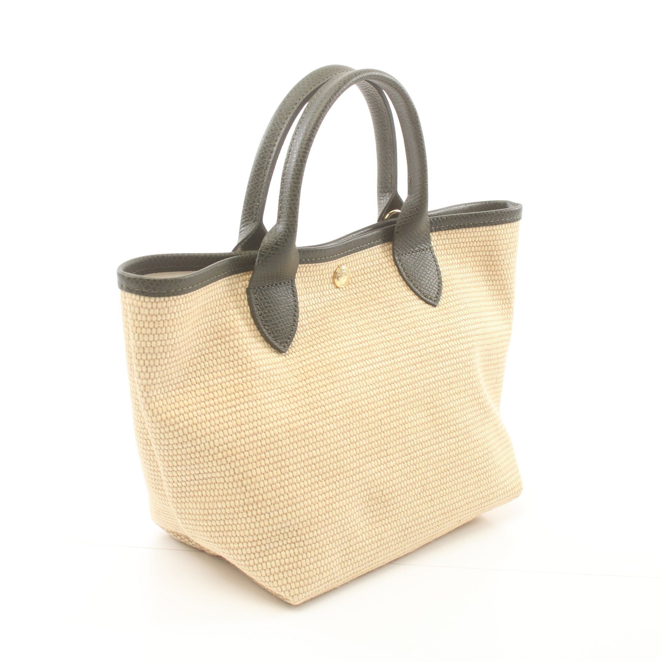 Longchamp Longchamp Le Pannier Preage Basket Bag Handbag Straw Leather Beige Khaki Green Size ONE SIZE - 2 Thumbnail