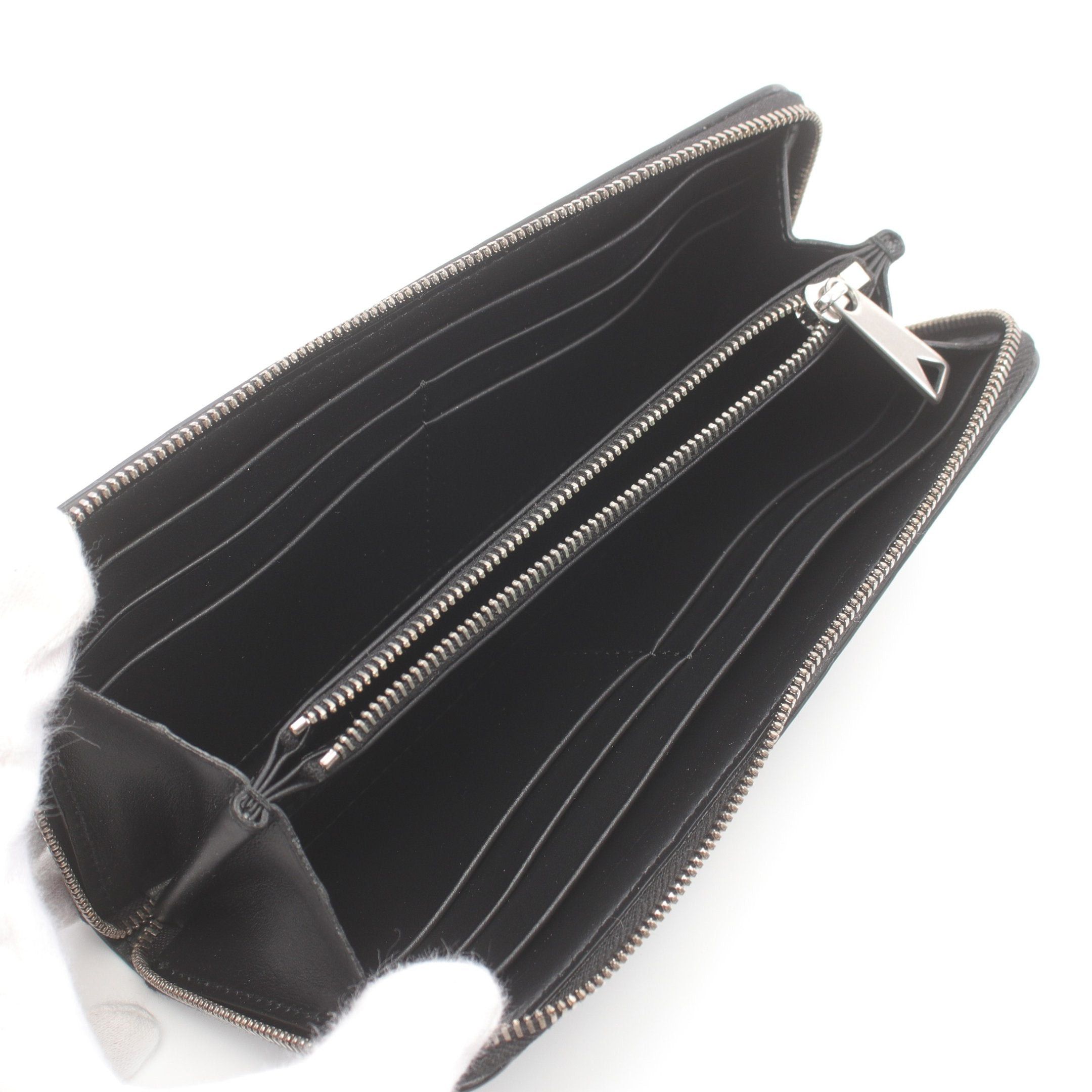 Bottega Veneta Bottega Veneta Intrecciato Round Zipper Long Wallet Leather Black Size ONE SIZE - 3 Thumbnail