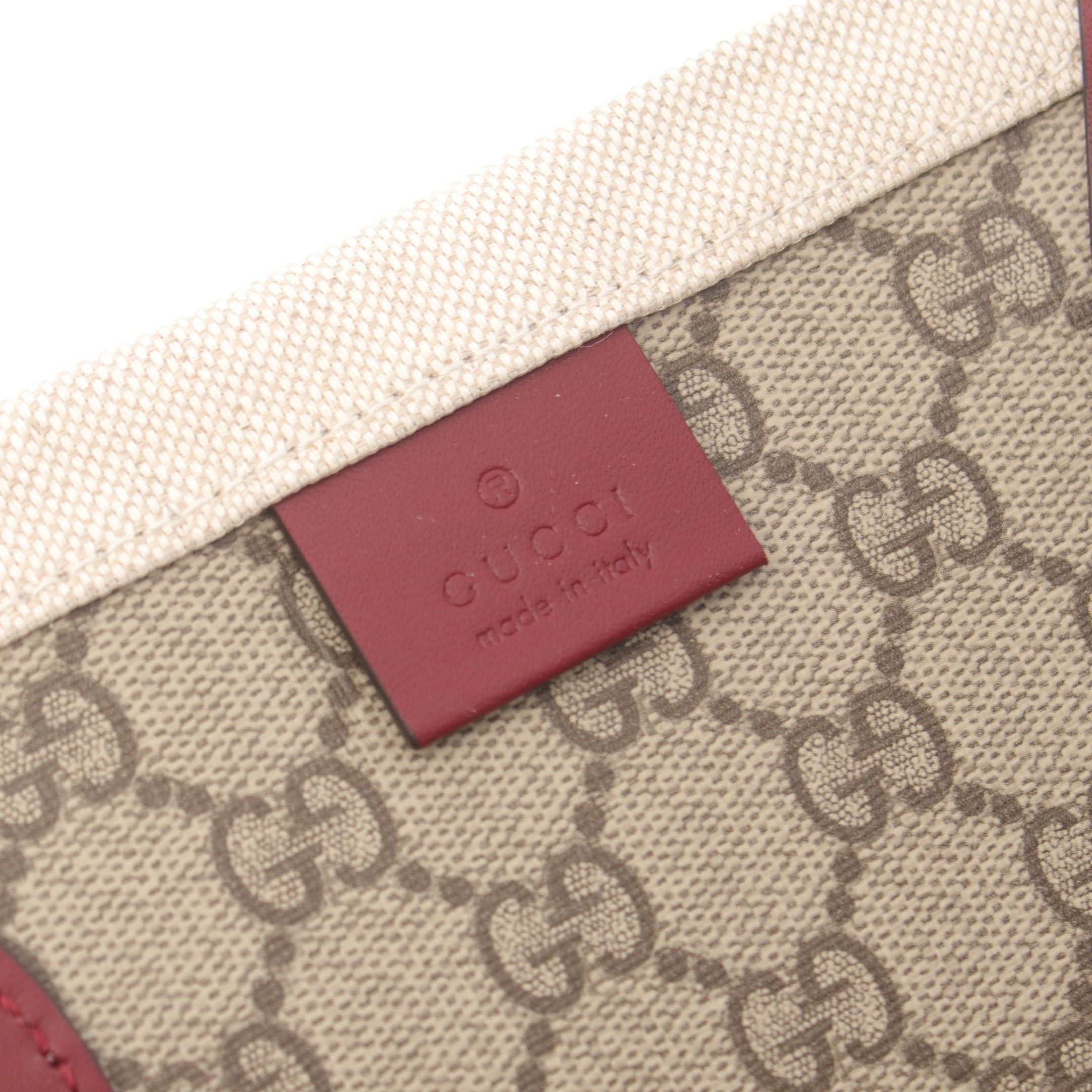 Gucci Gucci Print Tote Bag Shoulder Canvas Leather Light Beige Bordeaux Dark Green Size ONE SIZE - 4 Thumbnail