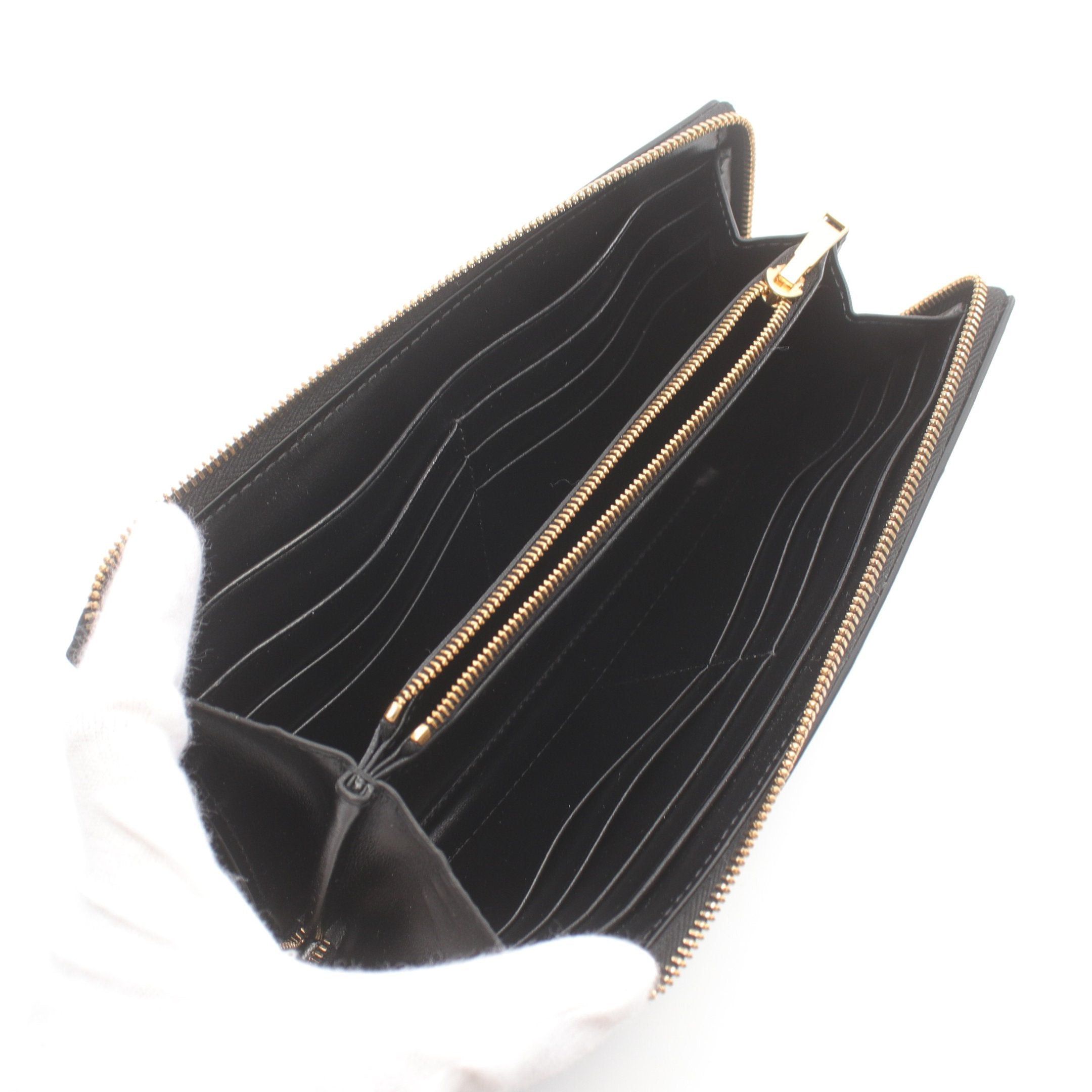 Bottega Veneta Bottega Veneta Intrecciato Round Zipper Long Wallet Leather Black Size ONE SIZE - 3 Thumbnail