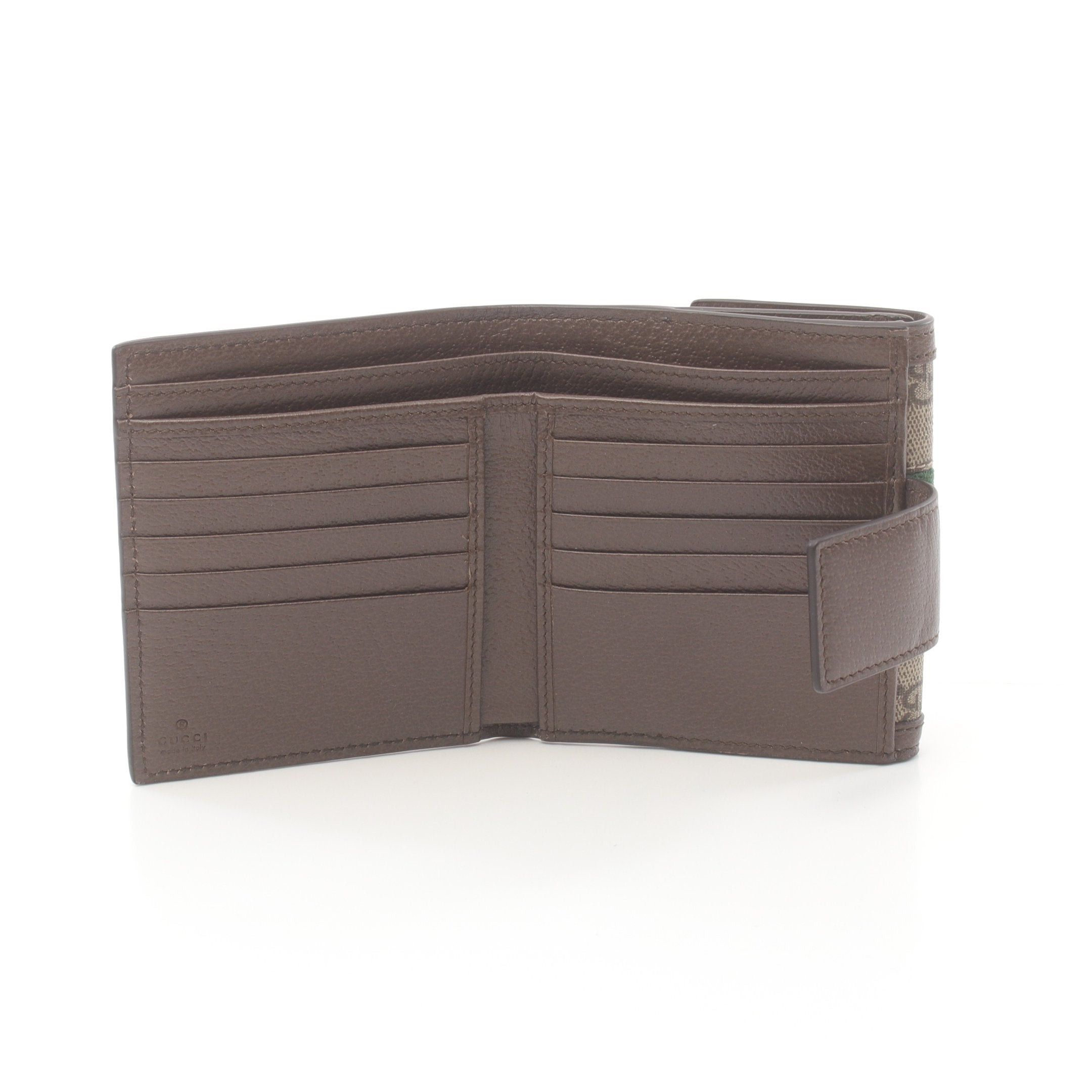 Gucci Gucci Ophidia Gg French Flap Wallet Sherry Line Double Hook Leather Beige Dark Brown Multicolor Size ONE SIZE - 3 Thumbnail
