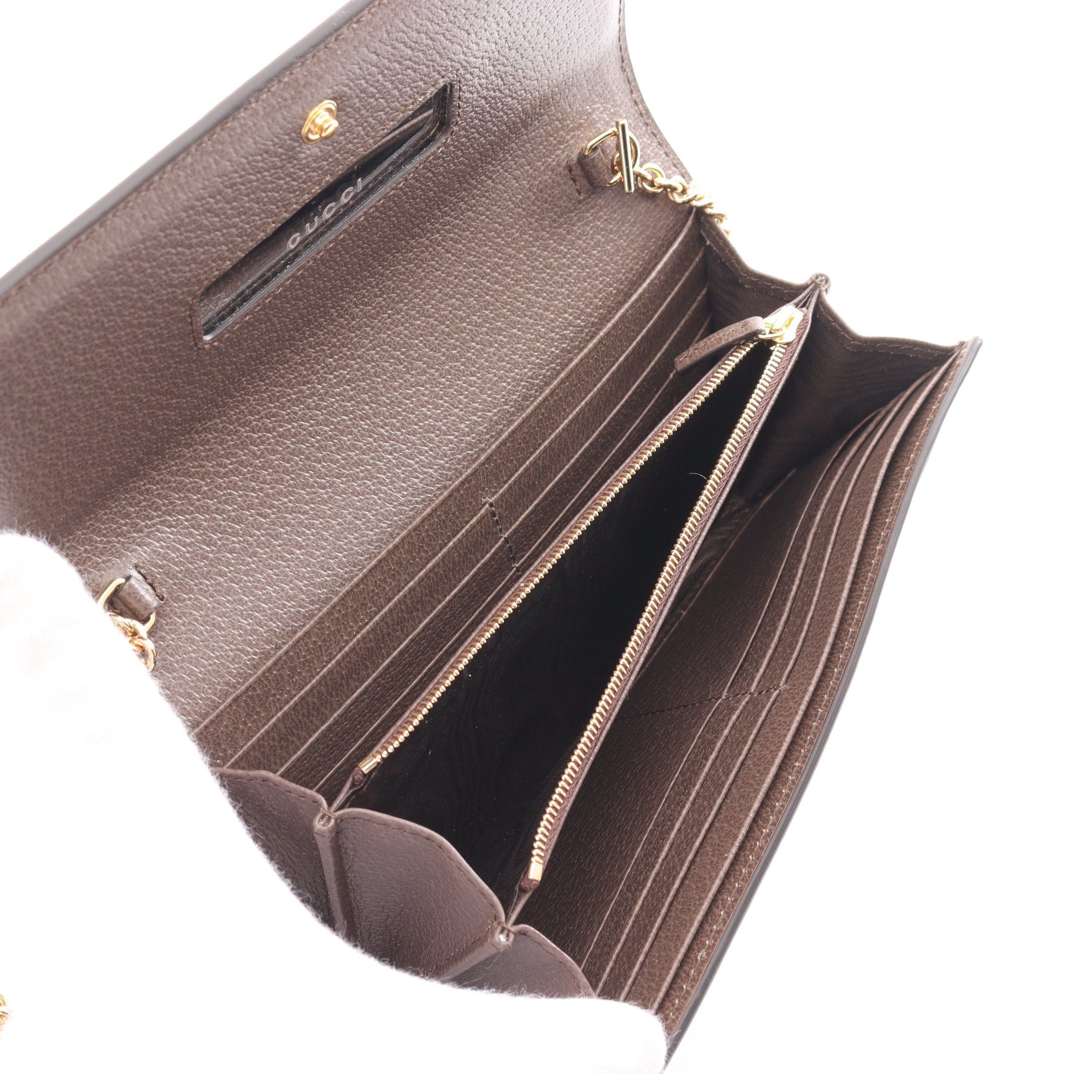 Gucci Gucci Ophidia Gg Supreme Chain Wallet Leather Beige Brown Size ONE SIZE - 3 Thumbnail