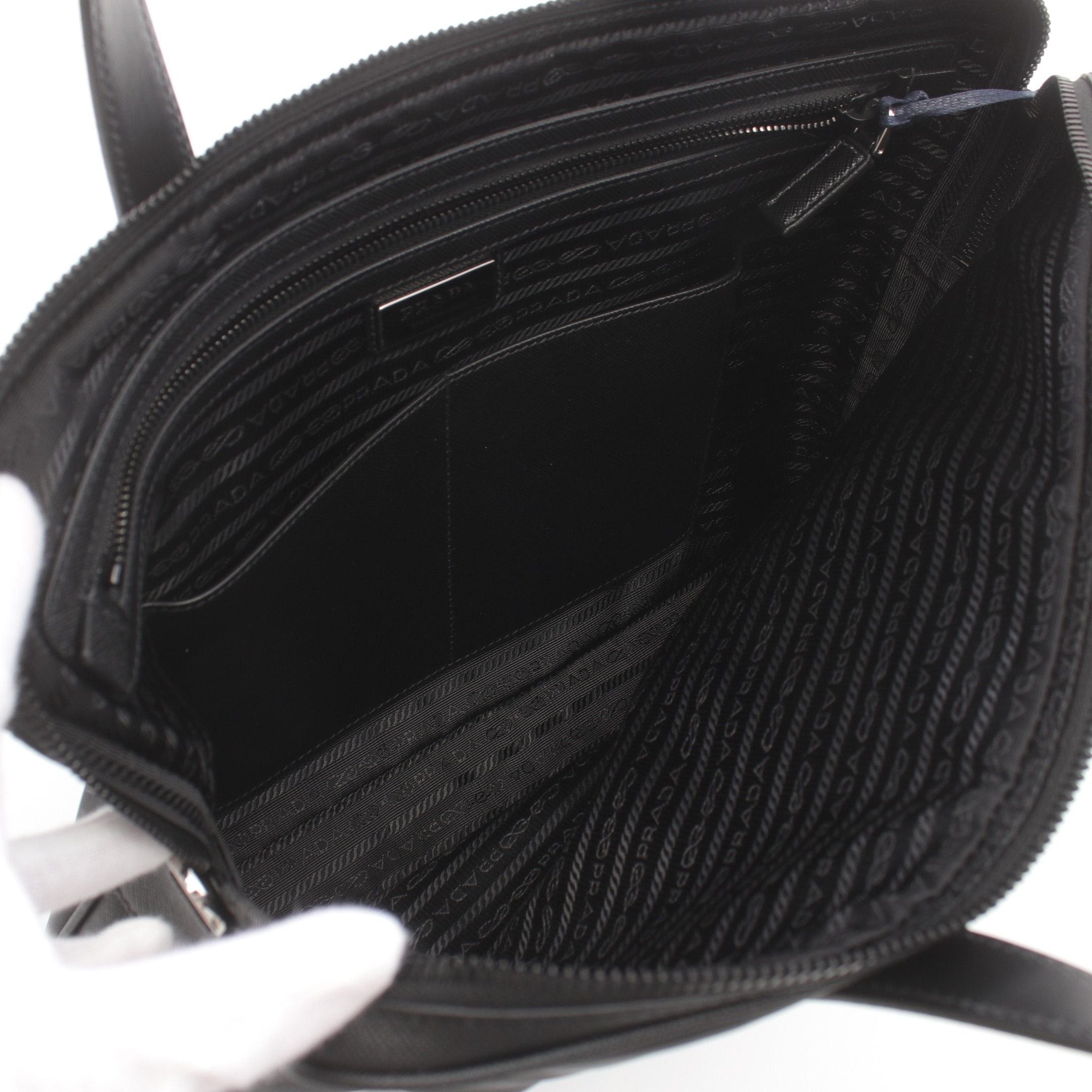 Prada Prada Briefcase Business Bag Nylon Leather Black Size ONE SIZE - 3 Thumbnail