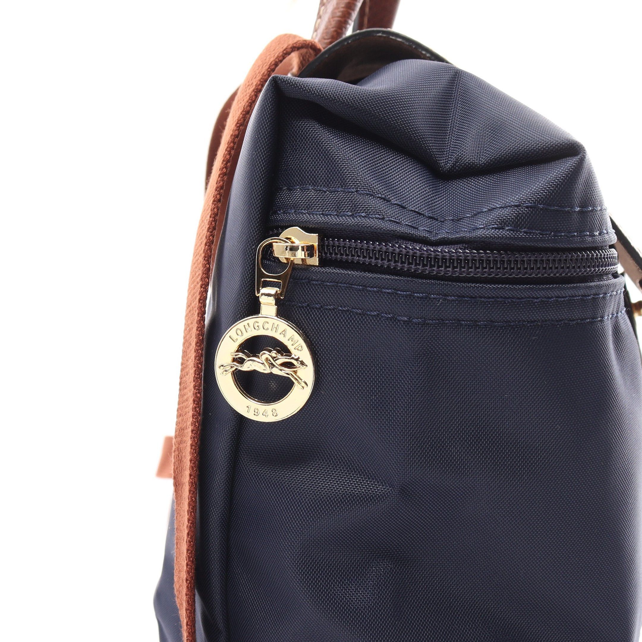 Longchamp Longchamp Le Preage Original M Backpack Rucksack Nylon Leather Navy Brown Size ONE SIZE - 5 Thumbnail