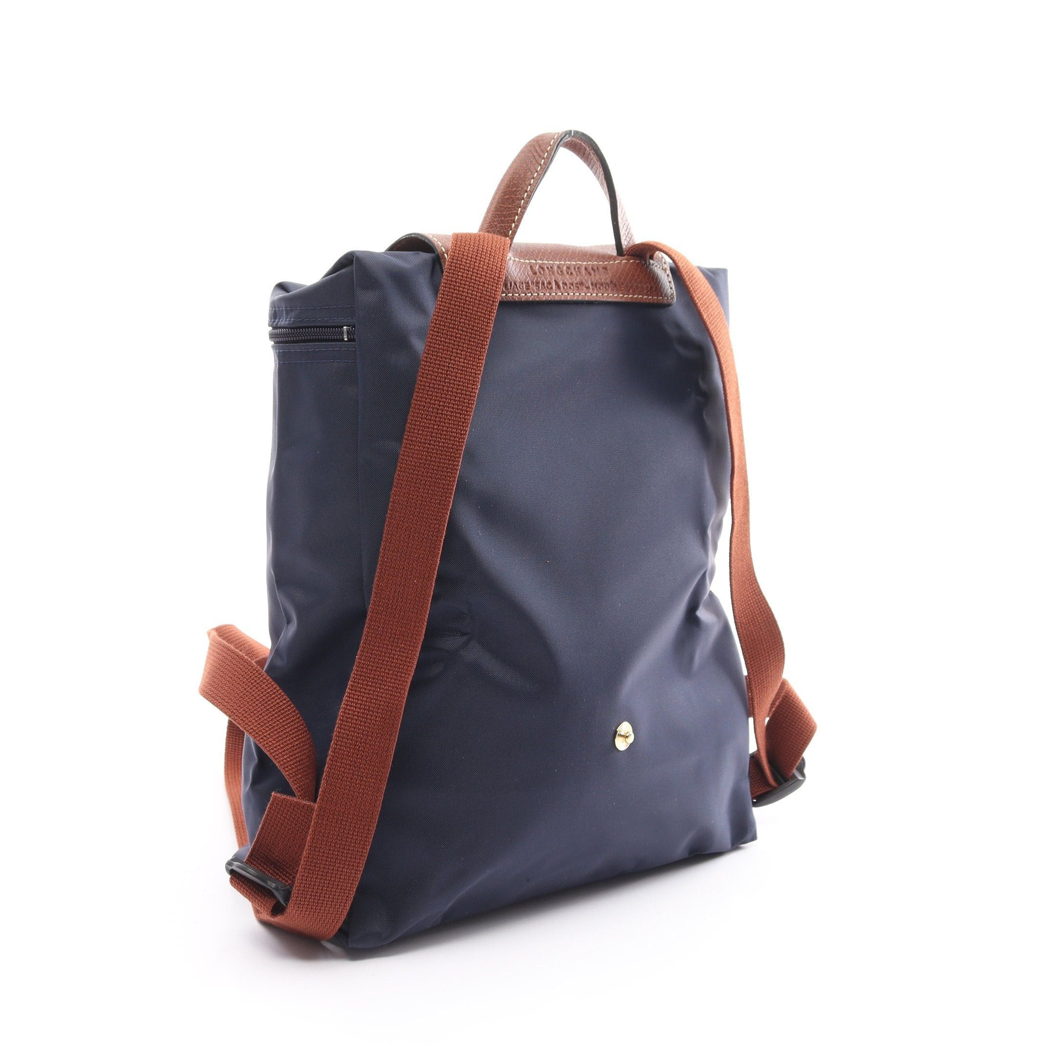 Longchamp Longchamp Le Preage Original M Backpack Rucksack Nylon Leather Navy Brown Size ONE SIZE - 2 Thumbnail