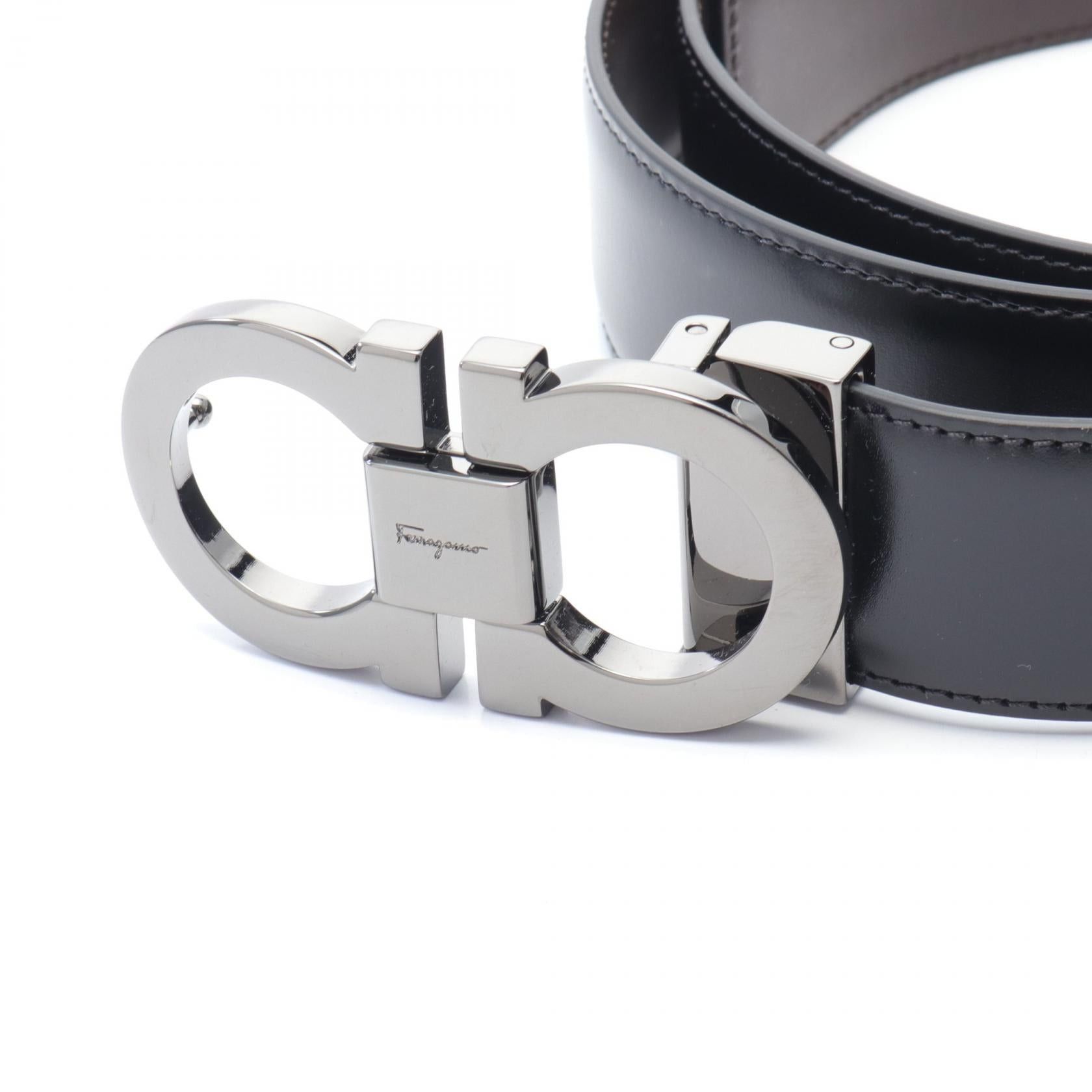 Salvatore Ferragamo Salvatore Ferragamo Gancini Belt Leather Black Size ONE SIZE - 2 Thumbnail