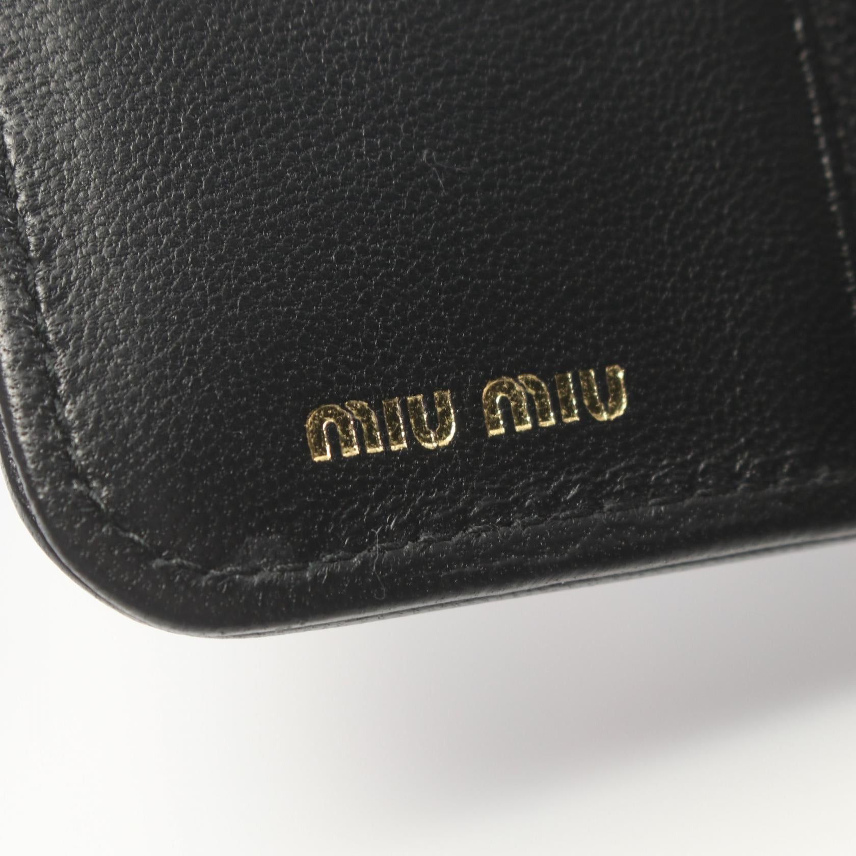 Miu Miu Miu Miu Matelasse Bi-Fold Wallet Leather Black Size ONE SIZE - 5 Thumbnail