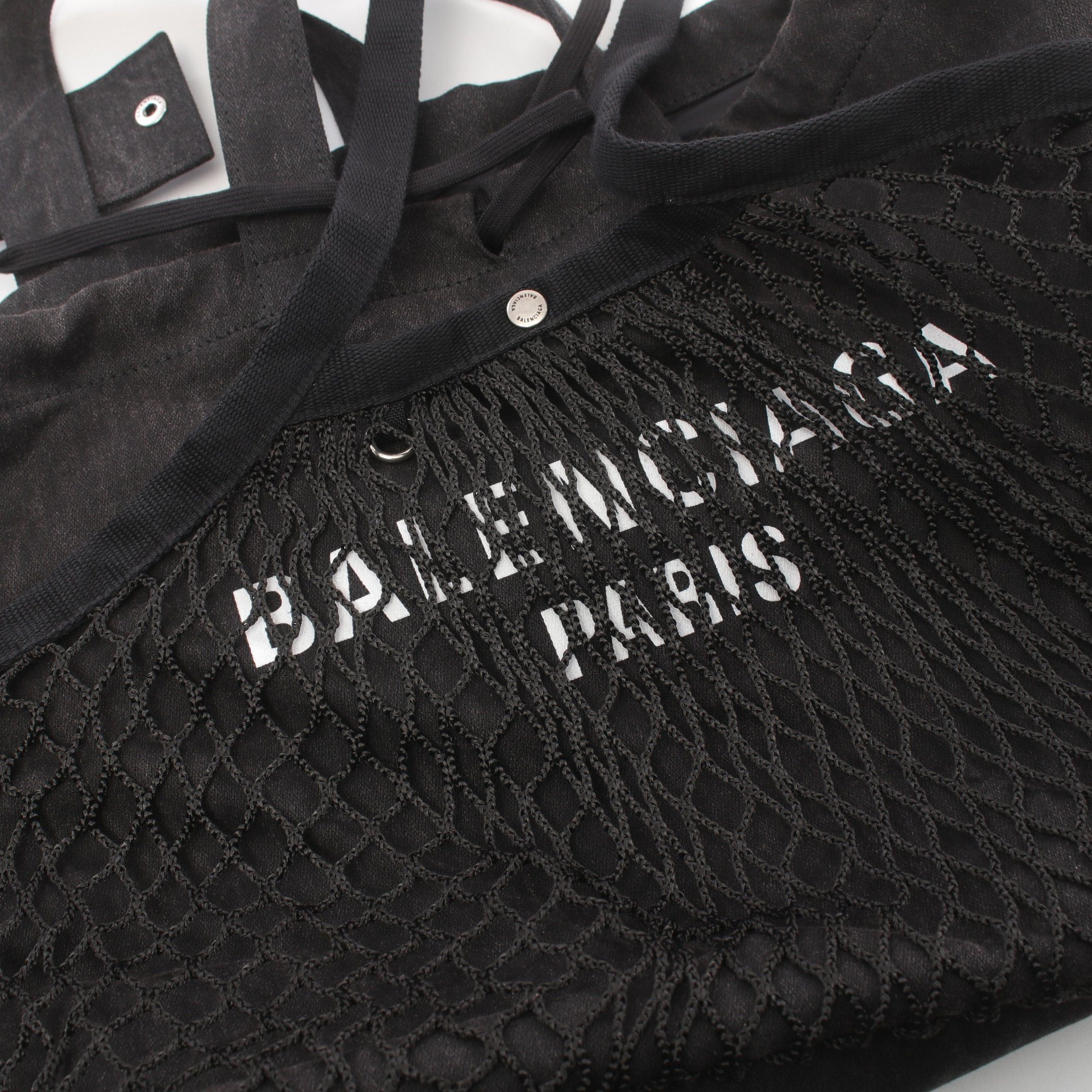 Balenciaga Balenciaga Shoulder Bag Tote Canvas Black Mesh Logo Size ONE SIZE - 5 Thumbnail
