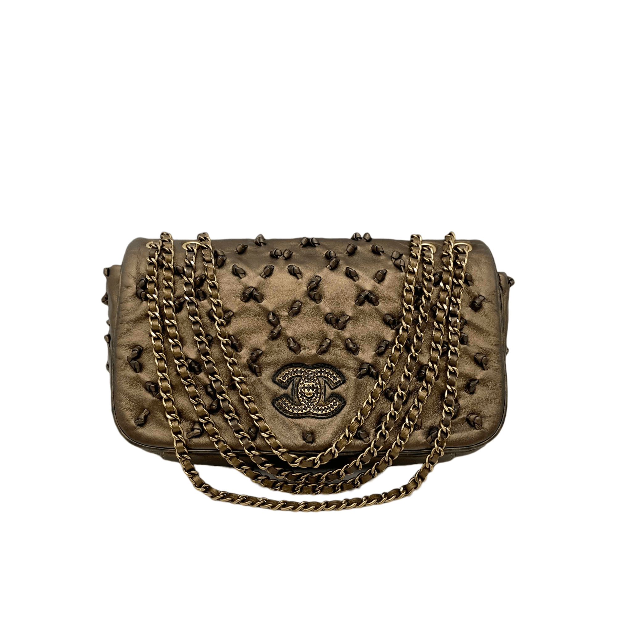 Chanel Chanel Wild Stitch Matelasse Coco Mark Double Chain Flap Bag Gold Size ONE SIZE - 4 Thumbnail