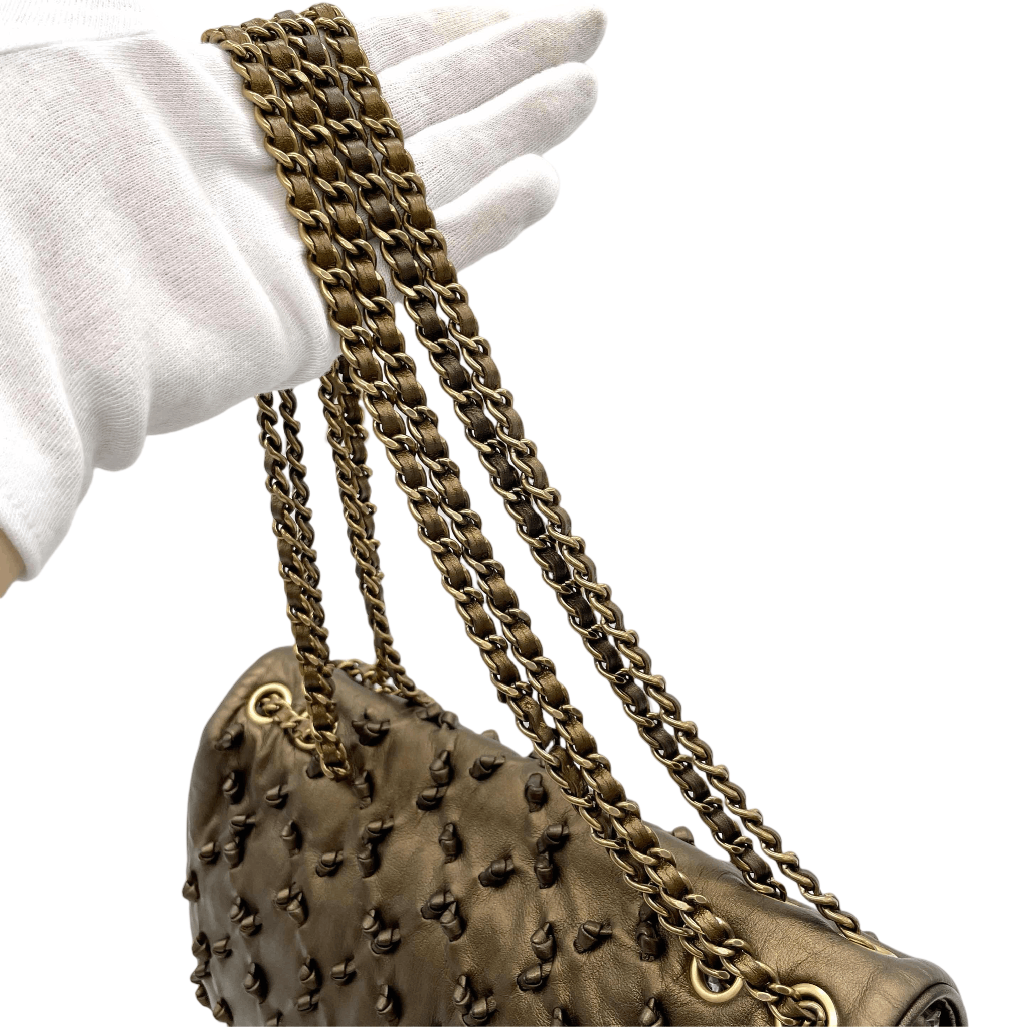 Chanel Chanel Wild Stitch Matelasse Coco Mark Double Chain Flap Bag Gold Size ONE SIZE - 9 Thumbnail