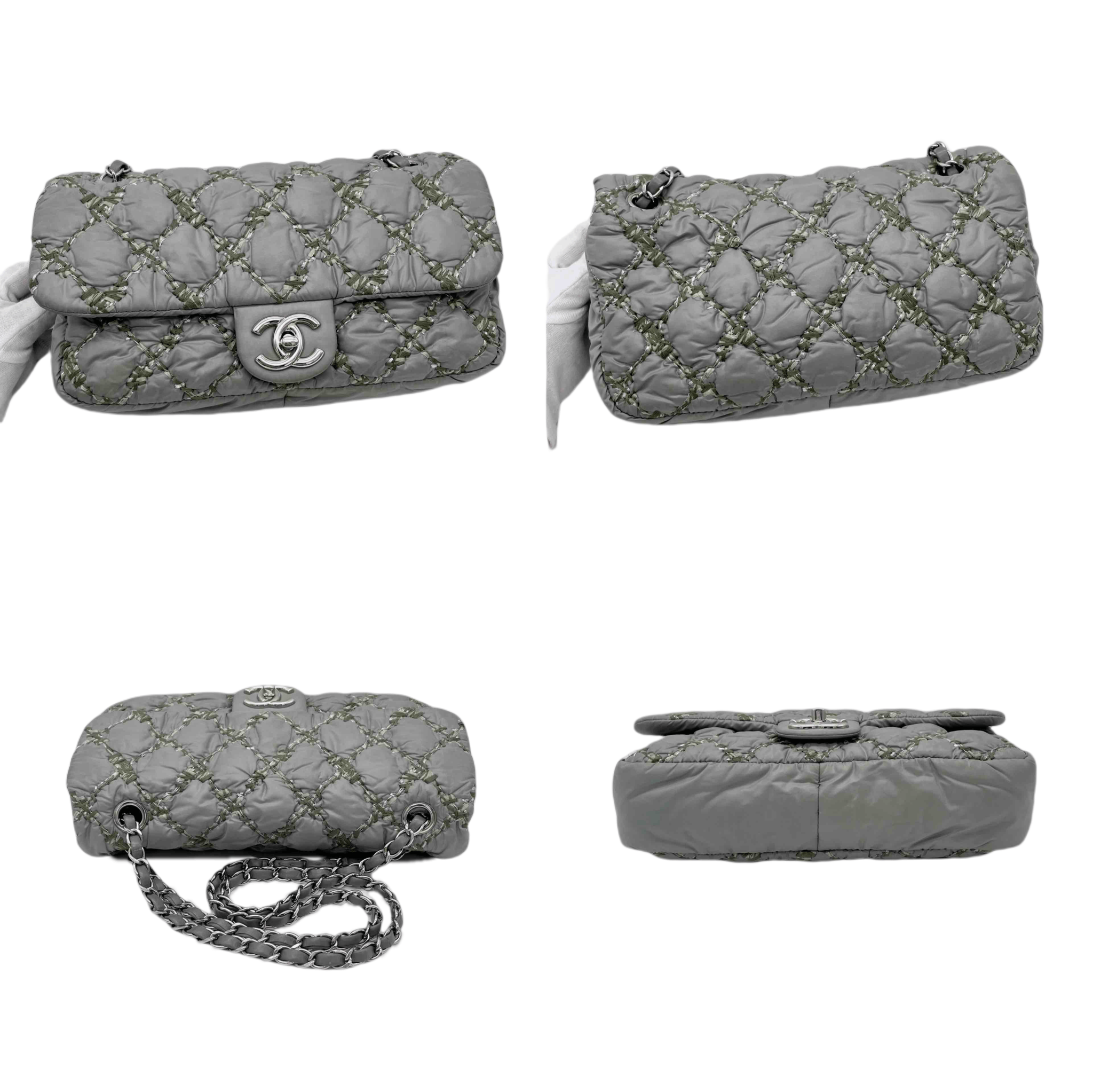Chanel Chanel Wild Stitch Matelasse Coco Mark Double Chain Flap Bag Grey Size ONE SIZE - 6 Thumbnail