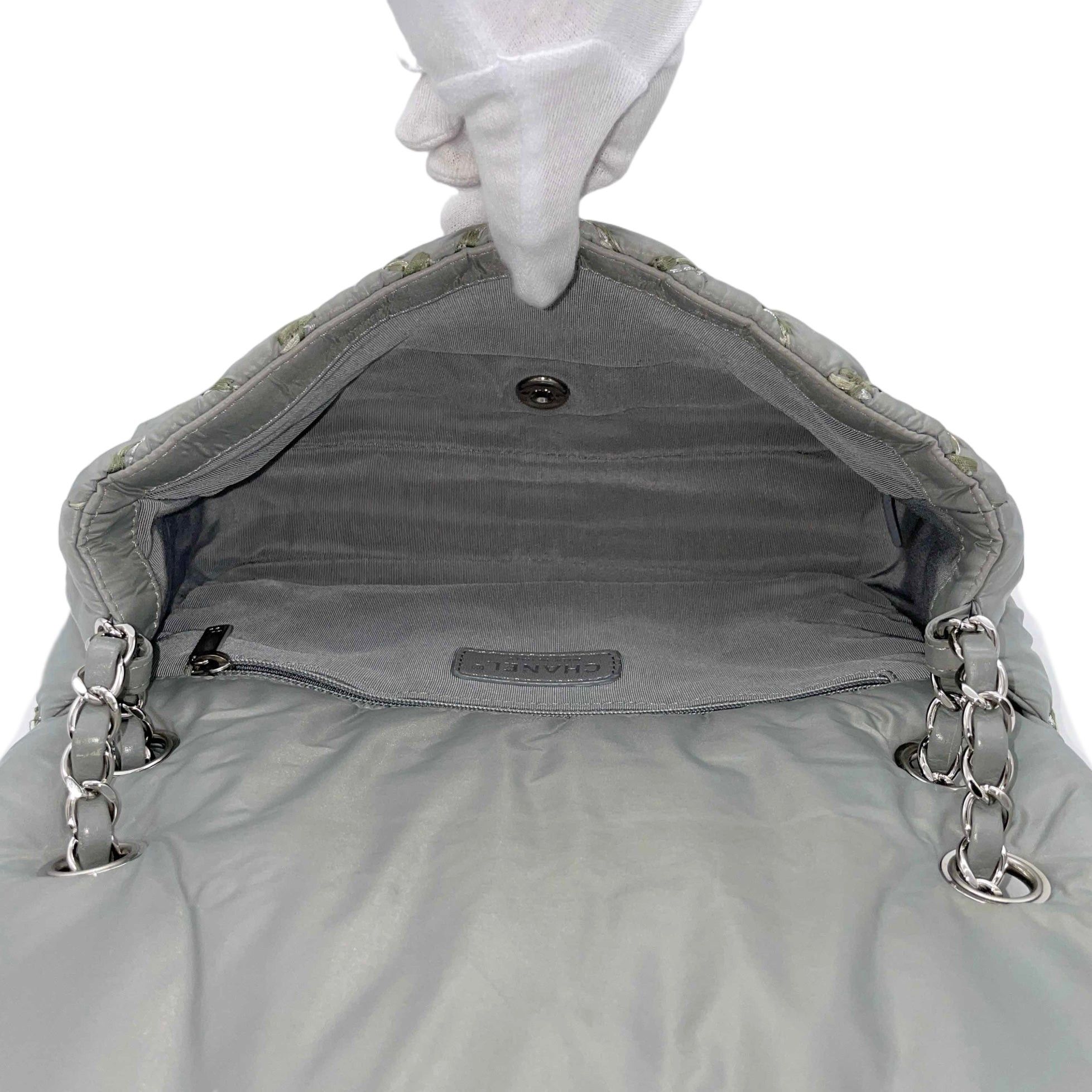 Chanel Chanel Wild Stitch Matelasse Coco Mark Double Chain Flap Bag Grey Size ONE SIZE - 11 Thumbnail