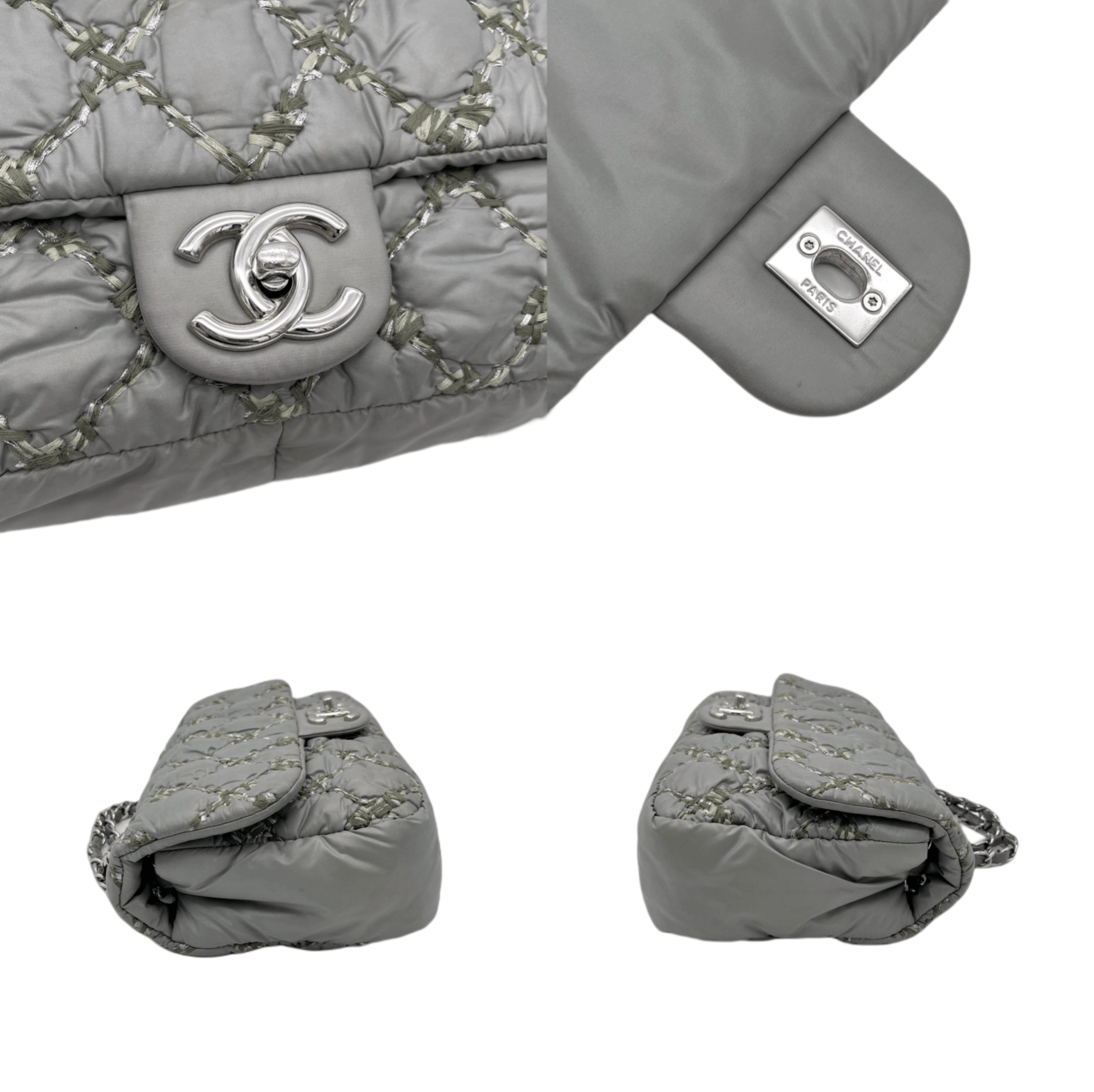 Chanel Chanel Wild Stitch Matelasse Coco Mark Double Chain Flap Bag Grey Size ONE SIZE - 8 Thumbnail