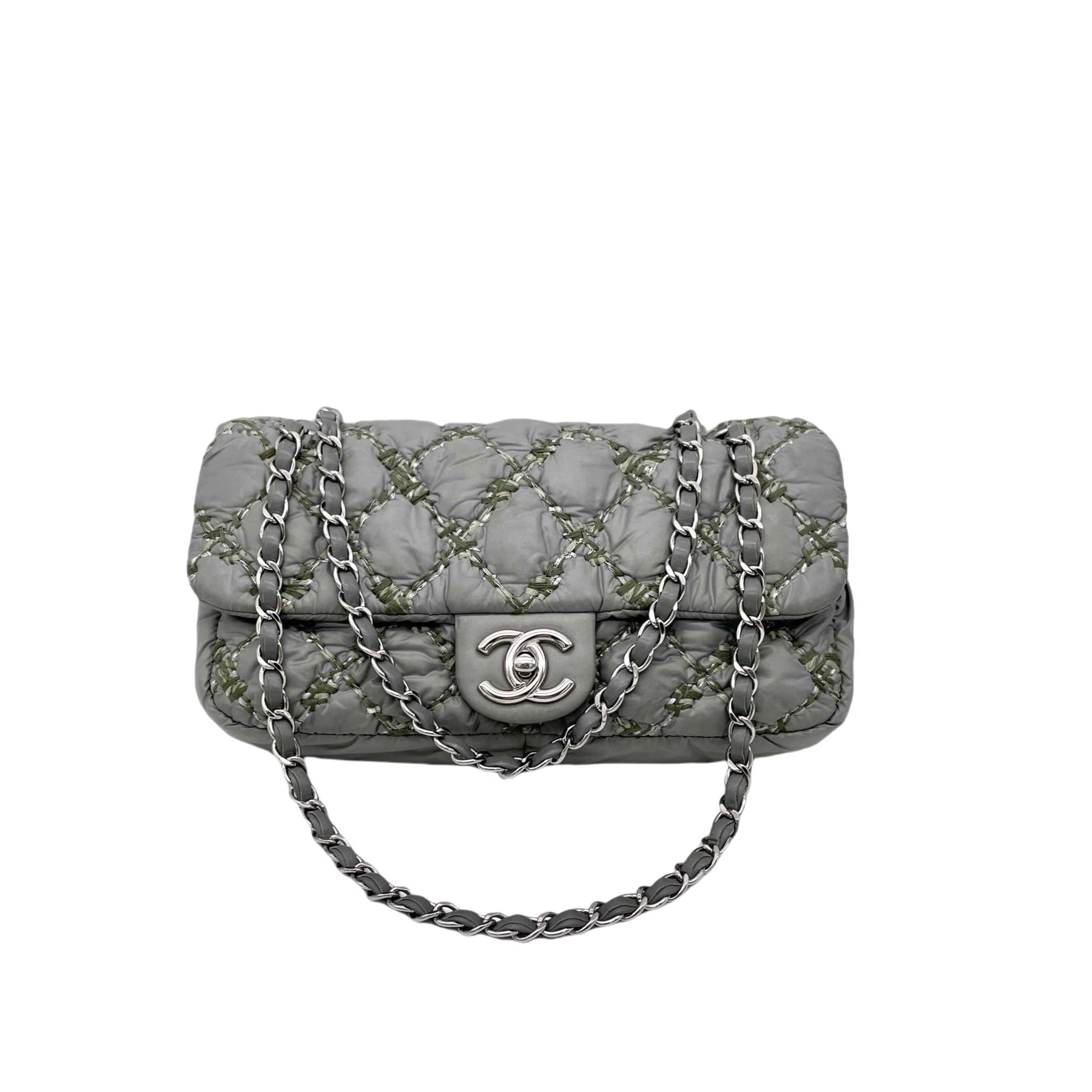 Chanel Chanel Wild Stitch Matelasse Coco Mark Double Chain Flap Bag Grey Size ONE SIZE - 4 Thumbnail