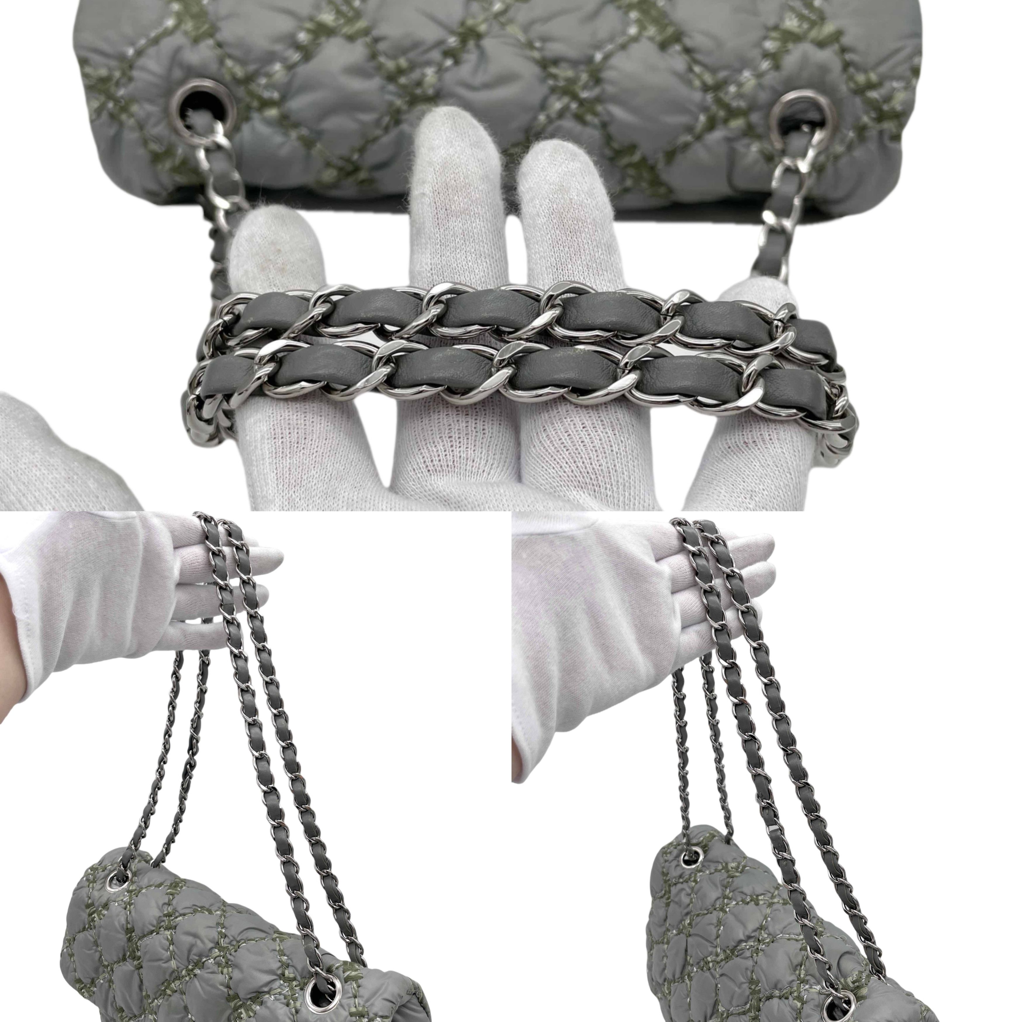 Chanel Chanel Wild Stitch Matelasse Coco Mark Double Chain Flap Bag Grey Size ONE SIZE - 9 Thumbnail