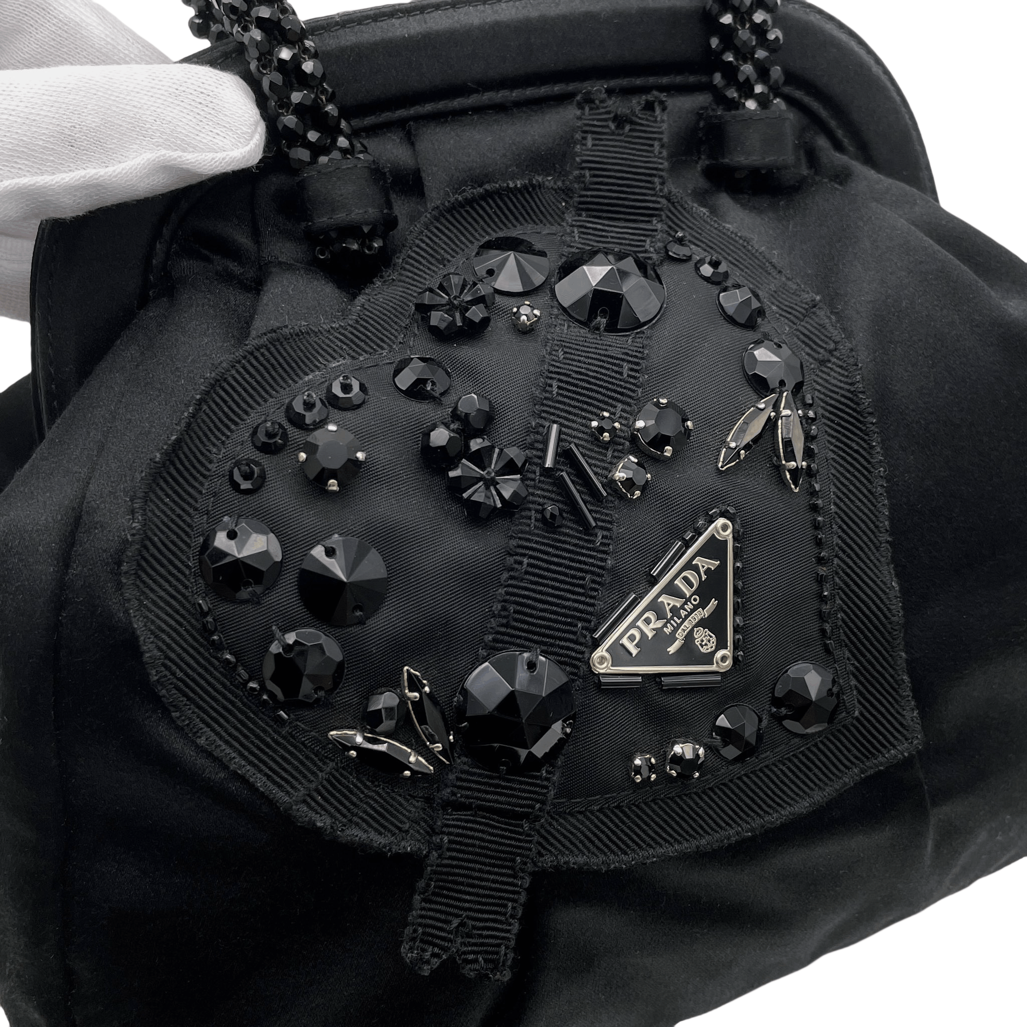 Prada Prada Triangle Logo Bead Embroidered Handbag Size ONE SIZE - 5 Thumbnail
