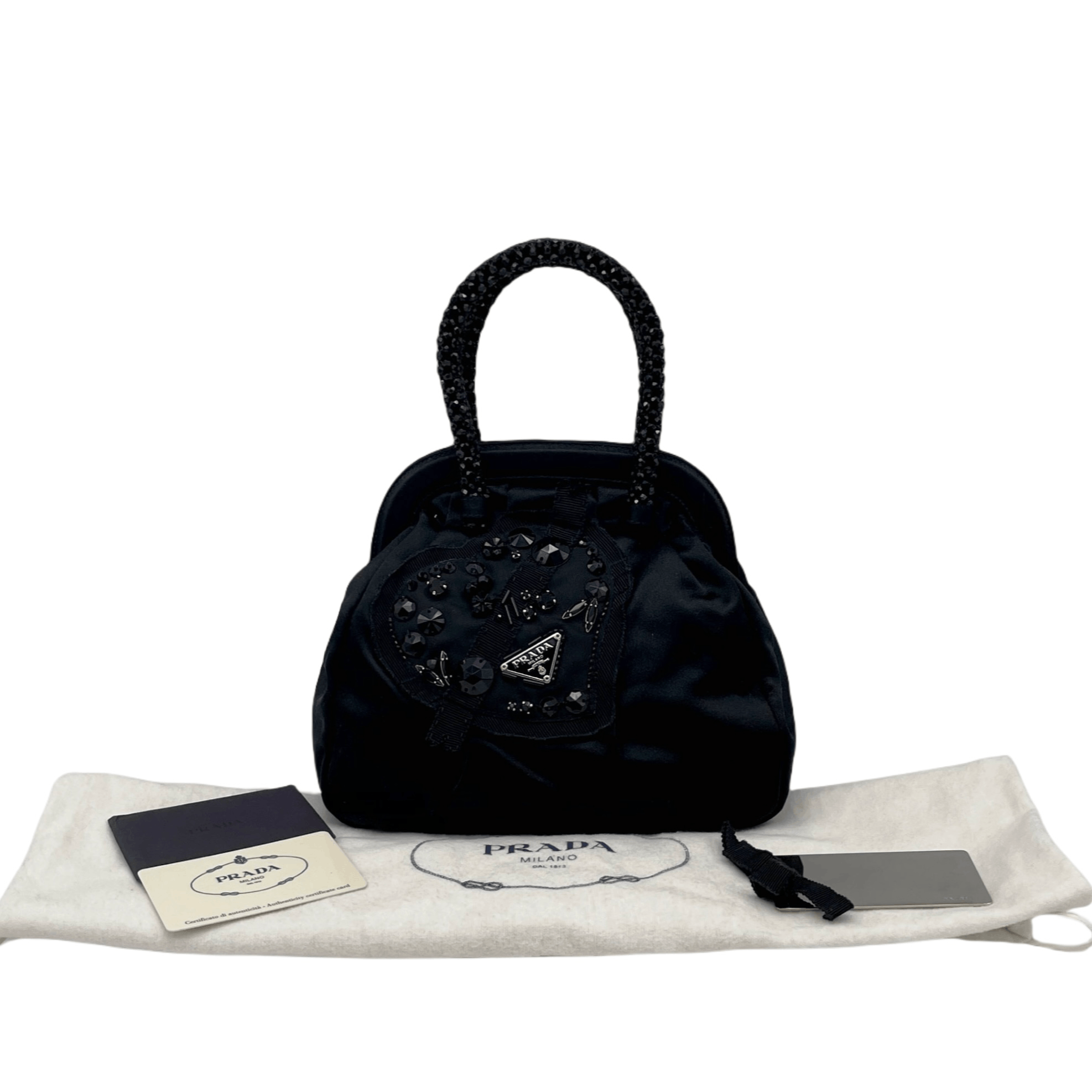Prada Prada Triangle Logo Bead Embroidered Handbag Size ONE SIZE - 4 Thumbnail