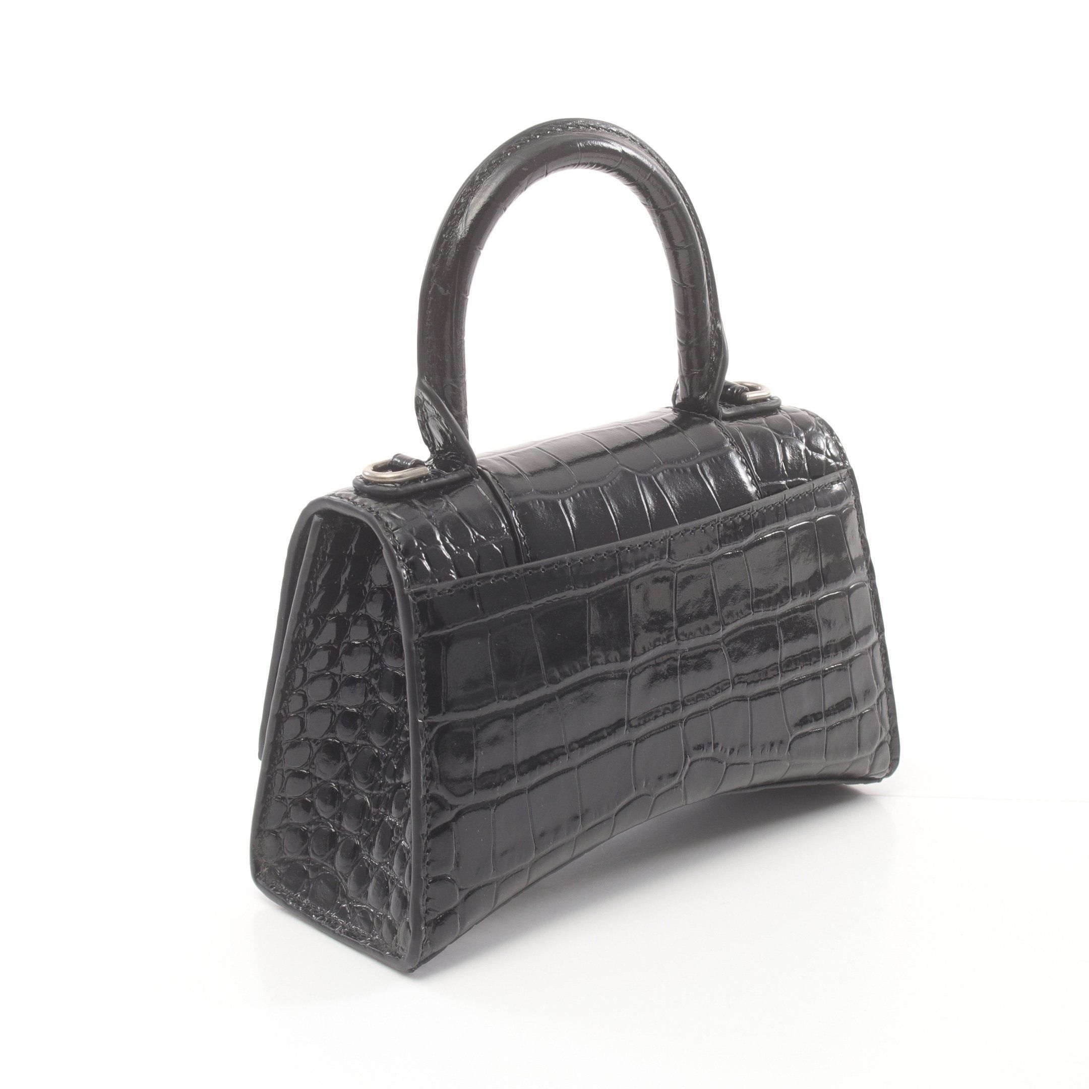 Balenciaga Balenciaga Hourglass Xs Handbag Leather Black Croc Embossed Size ONE SIZE - 2 Thumbnail
