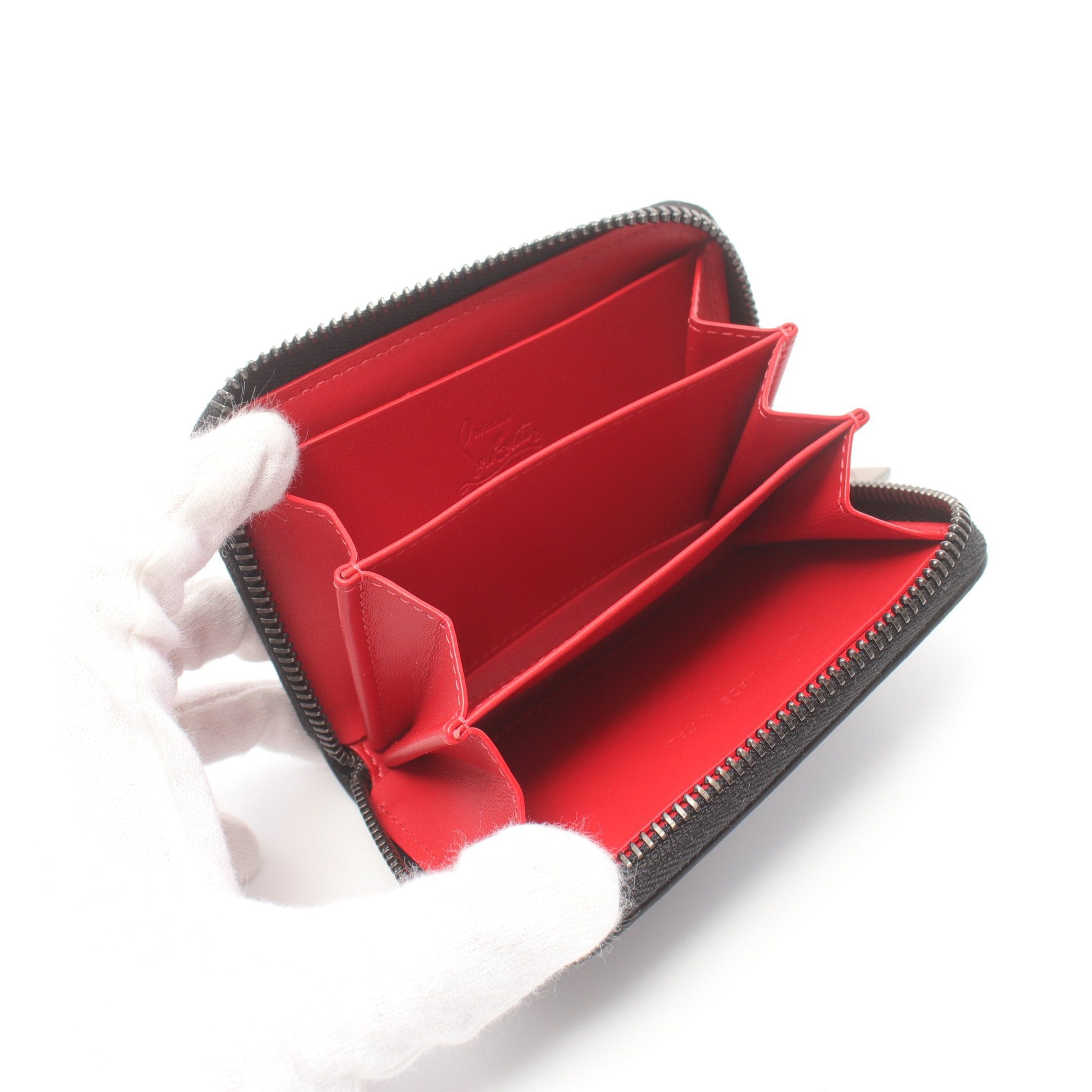 Christian Louboutin Christian Louboutin Panettone Round Fastener Coin Purse Leather Black Spike Studs Size ONE SIZE - 3 Thumbnail