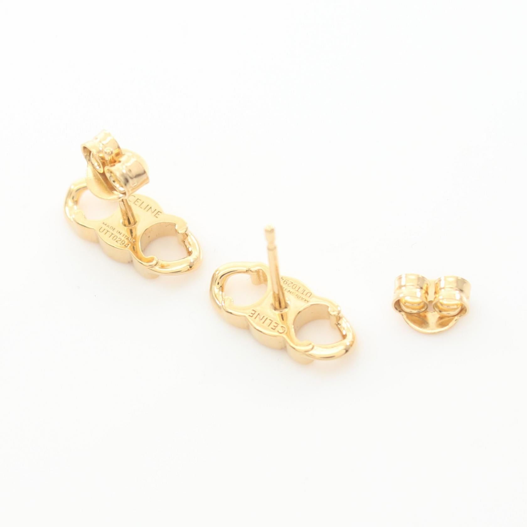 Celine Celine Triomphe Grumet Studs Earrings Gp (Gold Plated) Gold Size ONE SIZE - 2 Thumbnail