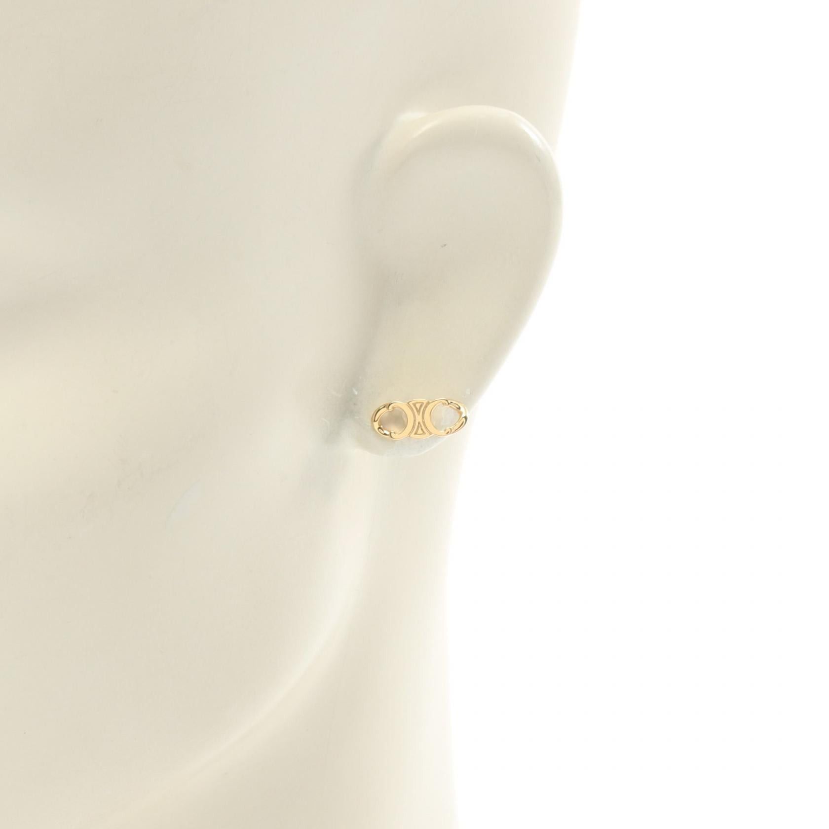 Celine Celine Triomphe Grumet Studs Earrings Gp (Gold Plated) Gold Size ONE SIZE - 4 Thumbnail