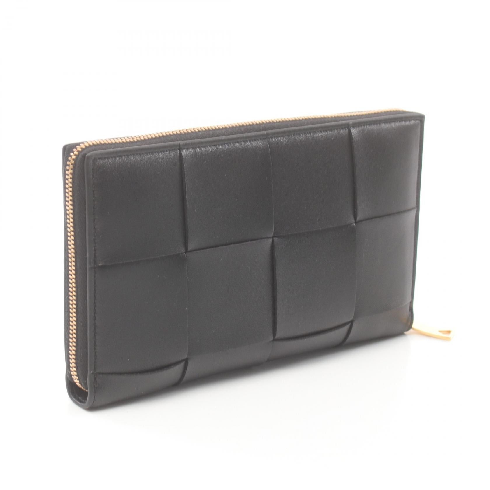 Bottega Veneta Bottega Veneta Intrecciato Round Zipper Long Wallet Leather Black Size ONE SIZE - 2 Thumbnail