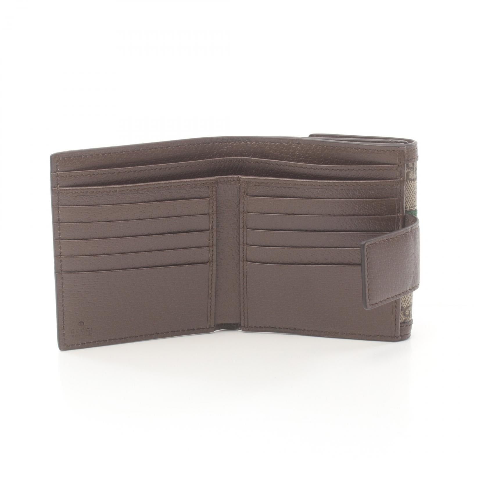 Gucci Gucci Ophidia Gg French Flap Wallet Sherry Line Double Hook Coated Canvas Leather Beige Brown Multicolor Size ONE SIZE - 3 Thumbnail