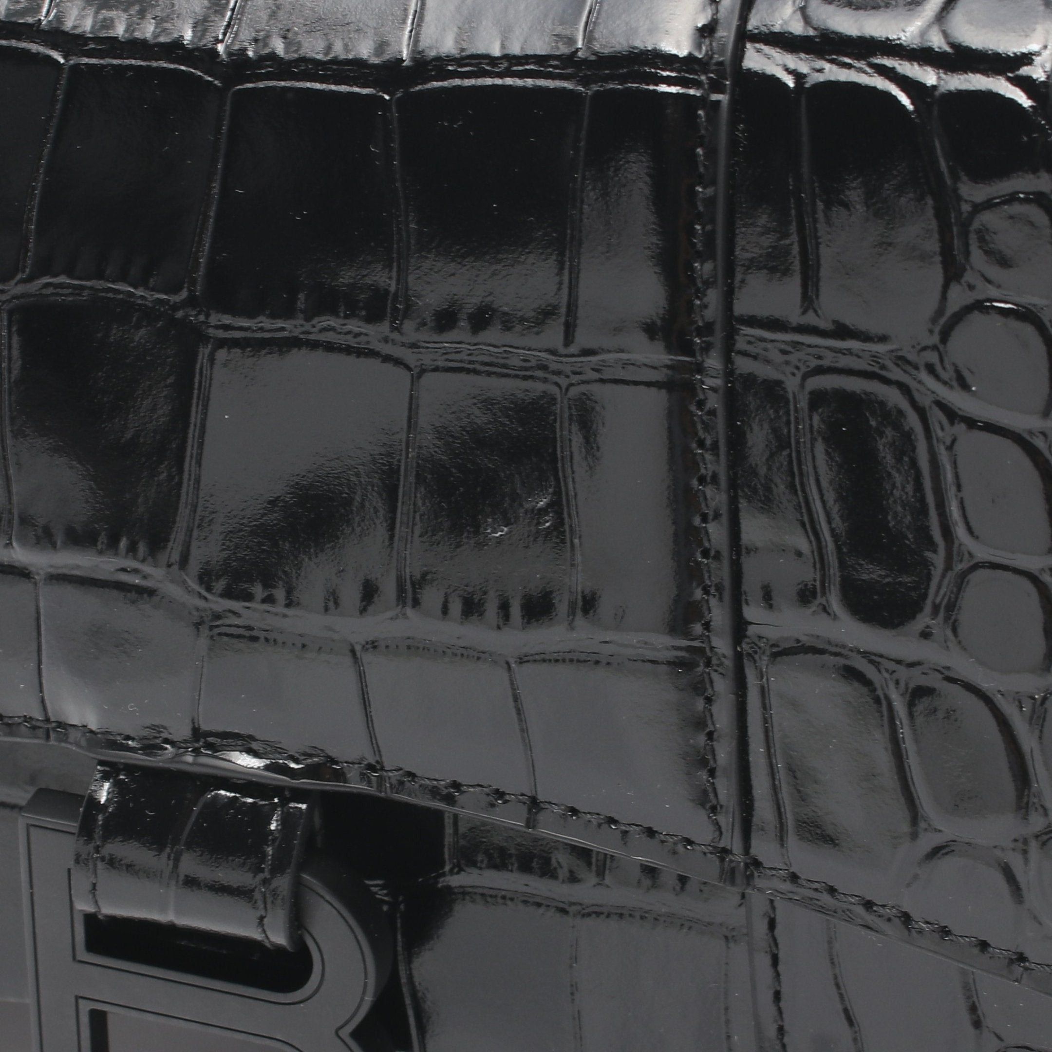 Balenciaga Balenciaga Hourglass Xs Hour Glass Handbag Leather Black Croc Embossed Size ONE SIZE - 5 Thumbnail