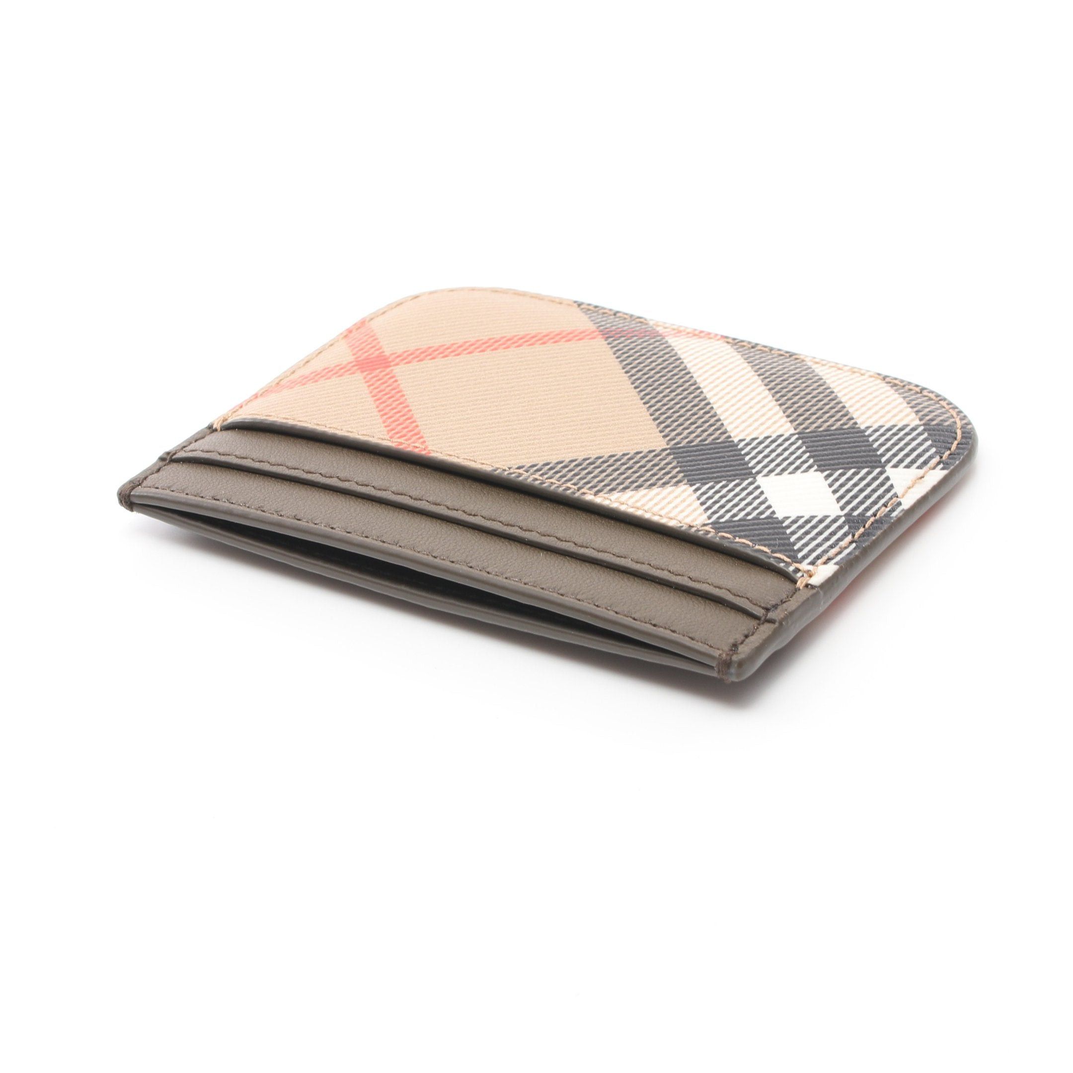 Burberry Burberry Check Card Case Leather Beige Brown Multicolor Size ONE SIZE - 3 Thumbnail