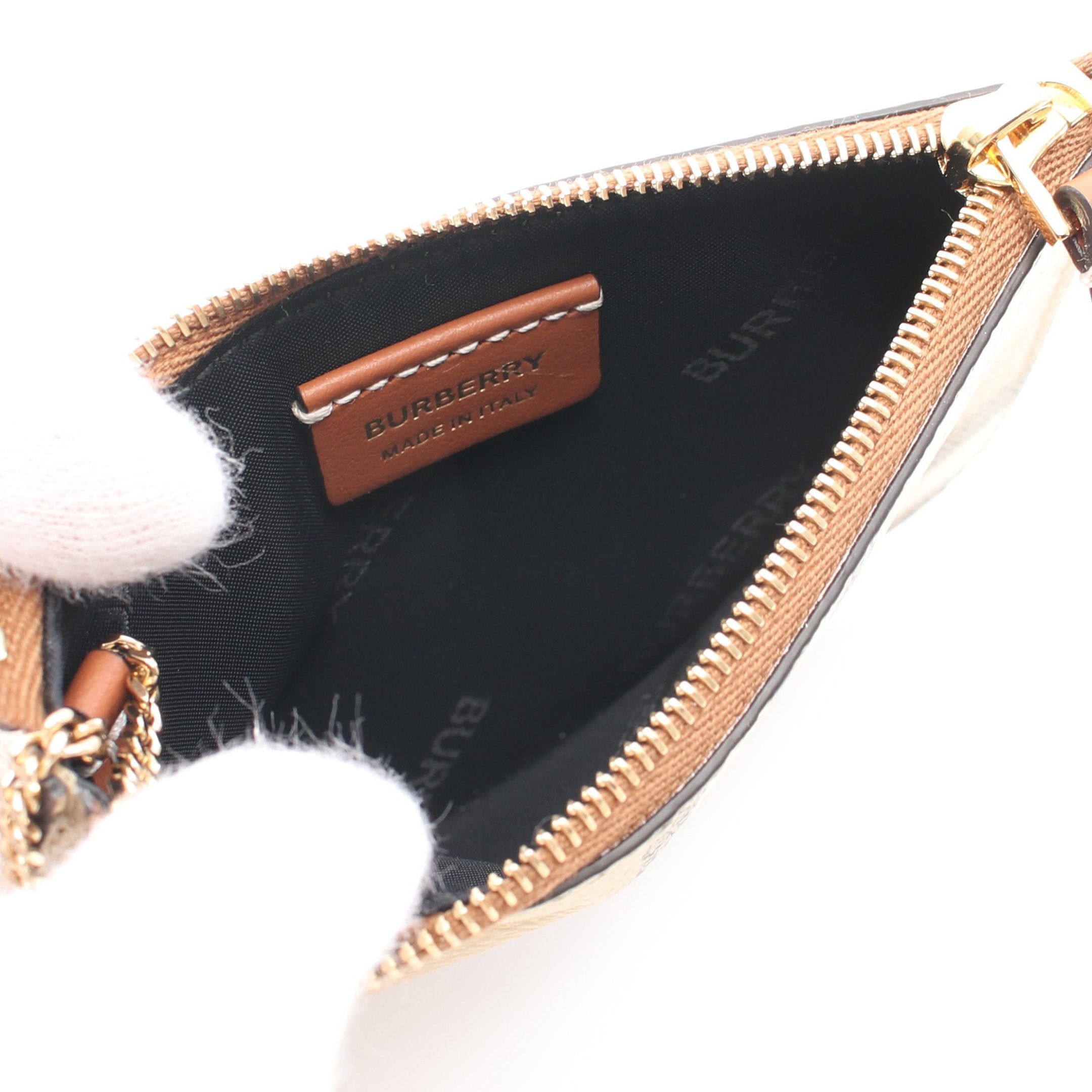 Burberry Burberry Check Coin Purse Leather Beige Multicolor With Key Ring Size ONE SIZE - 3 Thumbnail