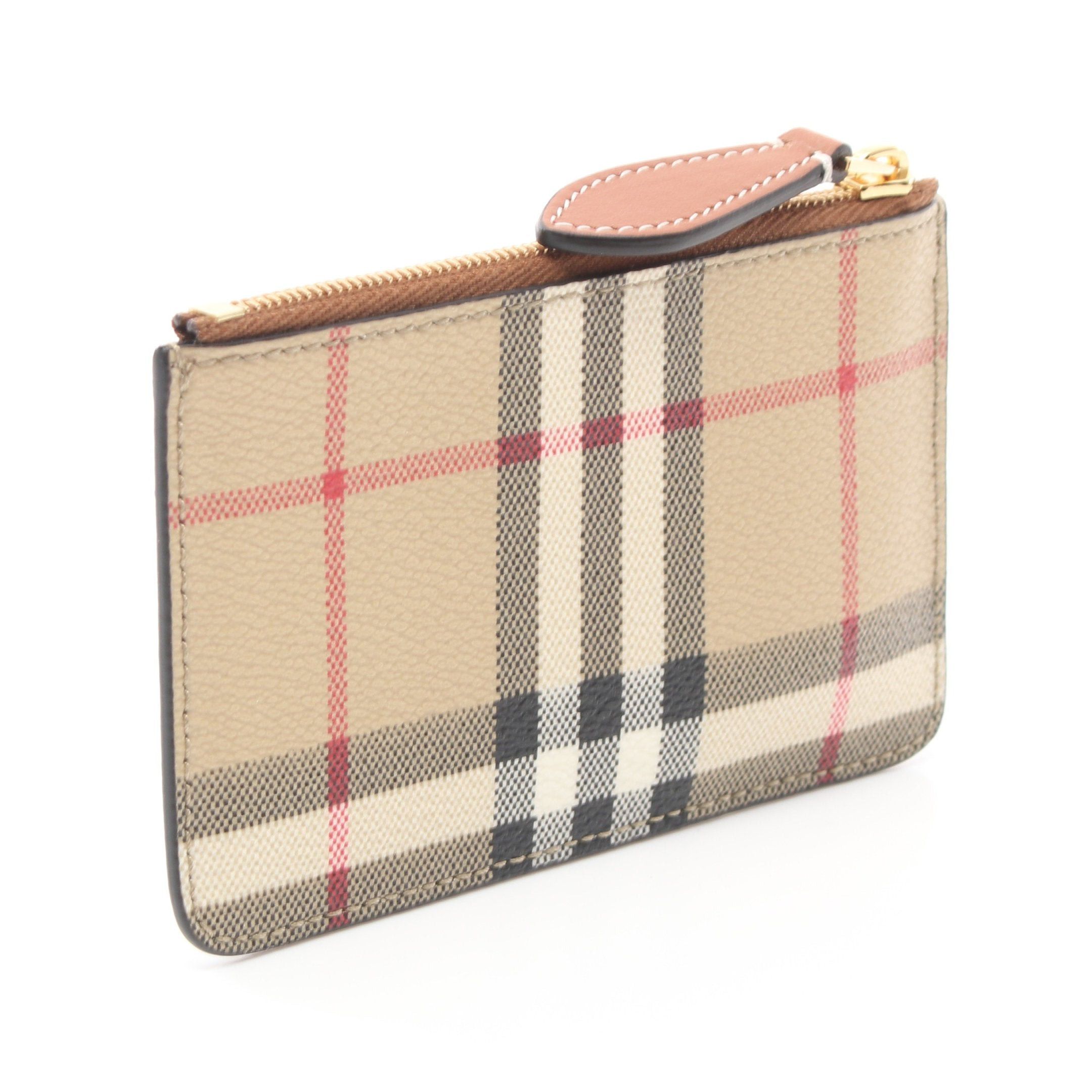 Burberry Burberry Check Coin Purse Leather Beige Multicolor With Key Ring Size ONE SIZE - 2 Thumbnail