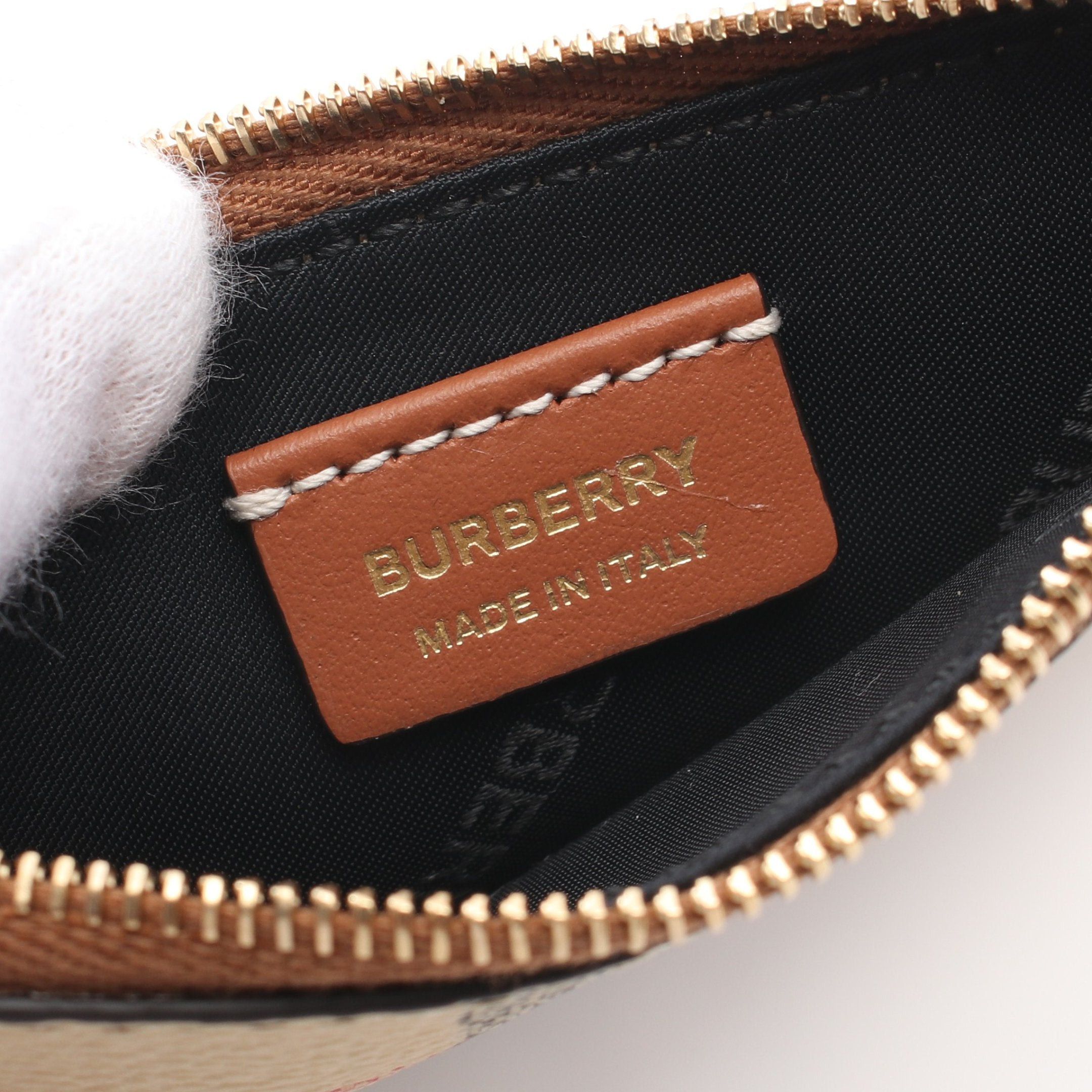 Burberry Burberry Check Coin Purse Leather Beige Multicolor With Key Ring Size ONE SIZE - 4 Thumbnail