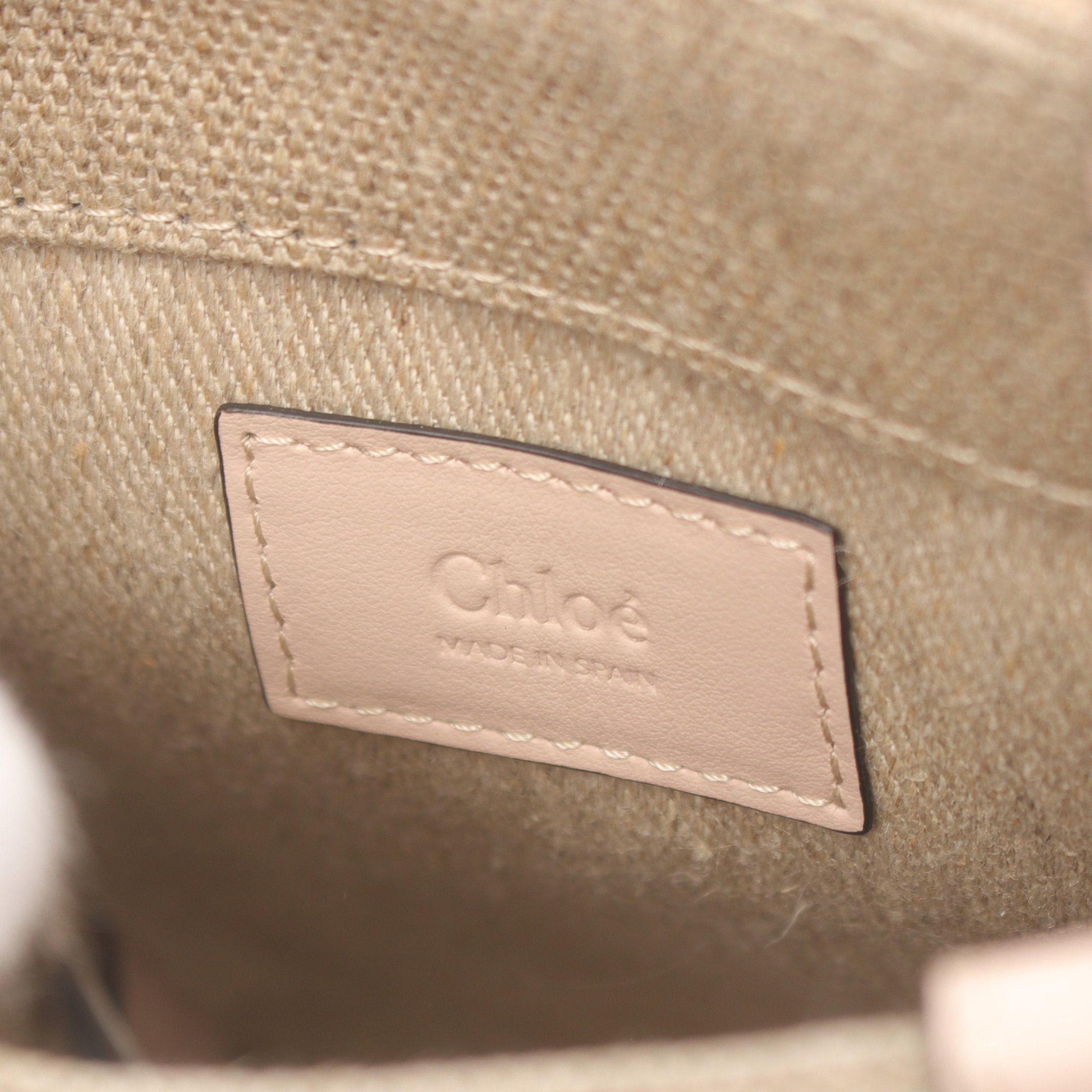 Chloe Chloe Woody North South Mini Tote Bag Handbag Canvas Leather Beige Light Pink Size ONE SIZE - 4 Thumbnail