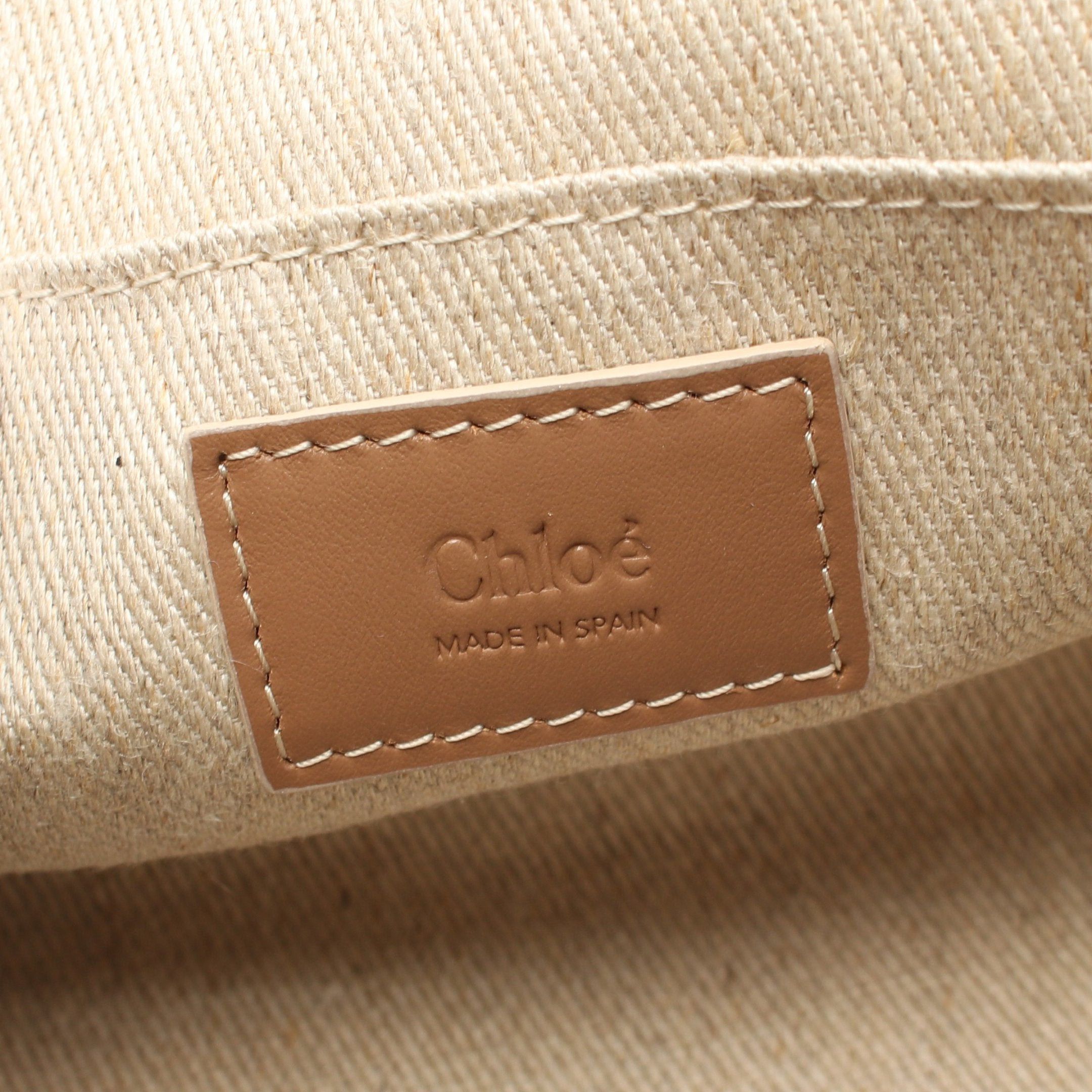 Chloe Chloe Woody Canvas Shoulder Bag Linen Leather Beige Pink Gray Brown Size ONE SIZE - 4 Thumbnail