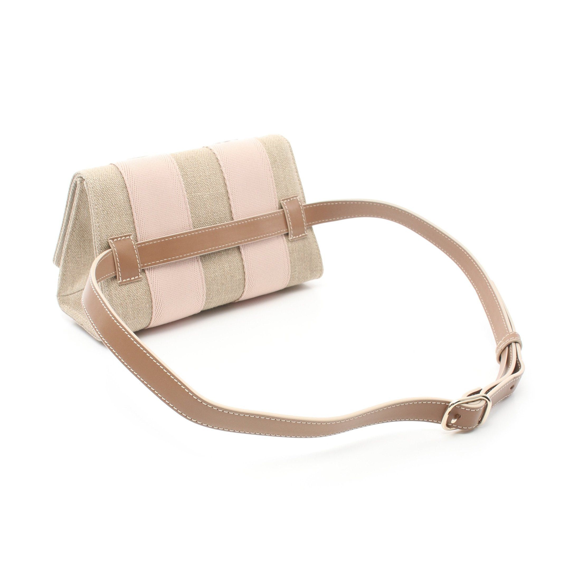 Chloe Chloe Woody Canvas Shoulder Bag Linen Leather Beige Pink Gray Brown Size ONE SIZE - 2 Thumbnail