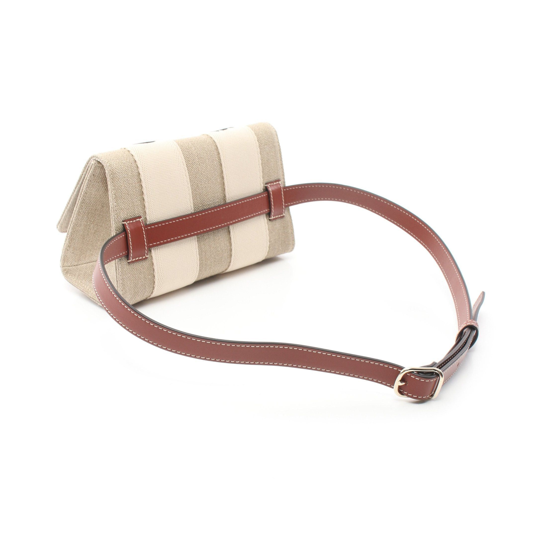 Chloe Chloe Woody Shoulder Bag Body Linen Leather Beige Brown Off White Size ONE SIZE - 2 Thumbnail