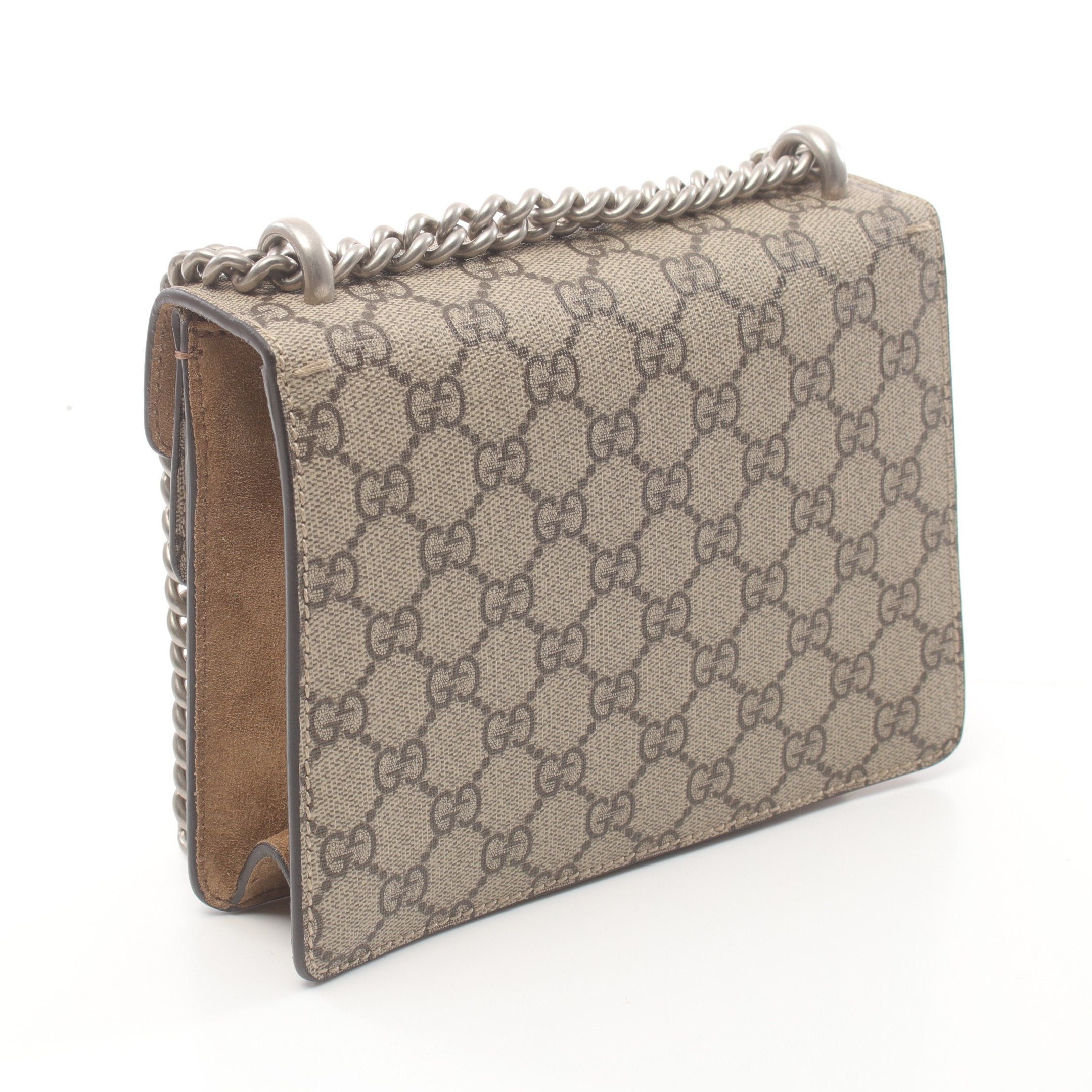 Gucci Gucci Dionysus Gg Supreme Double Chain Shoulder Bag Suede Beige Light Brown Size ONE SIZE - 2 Thumbnail