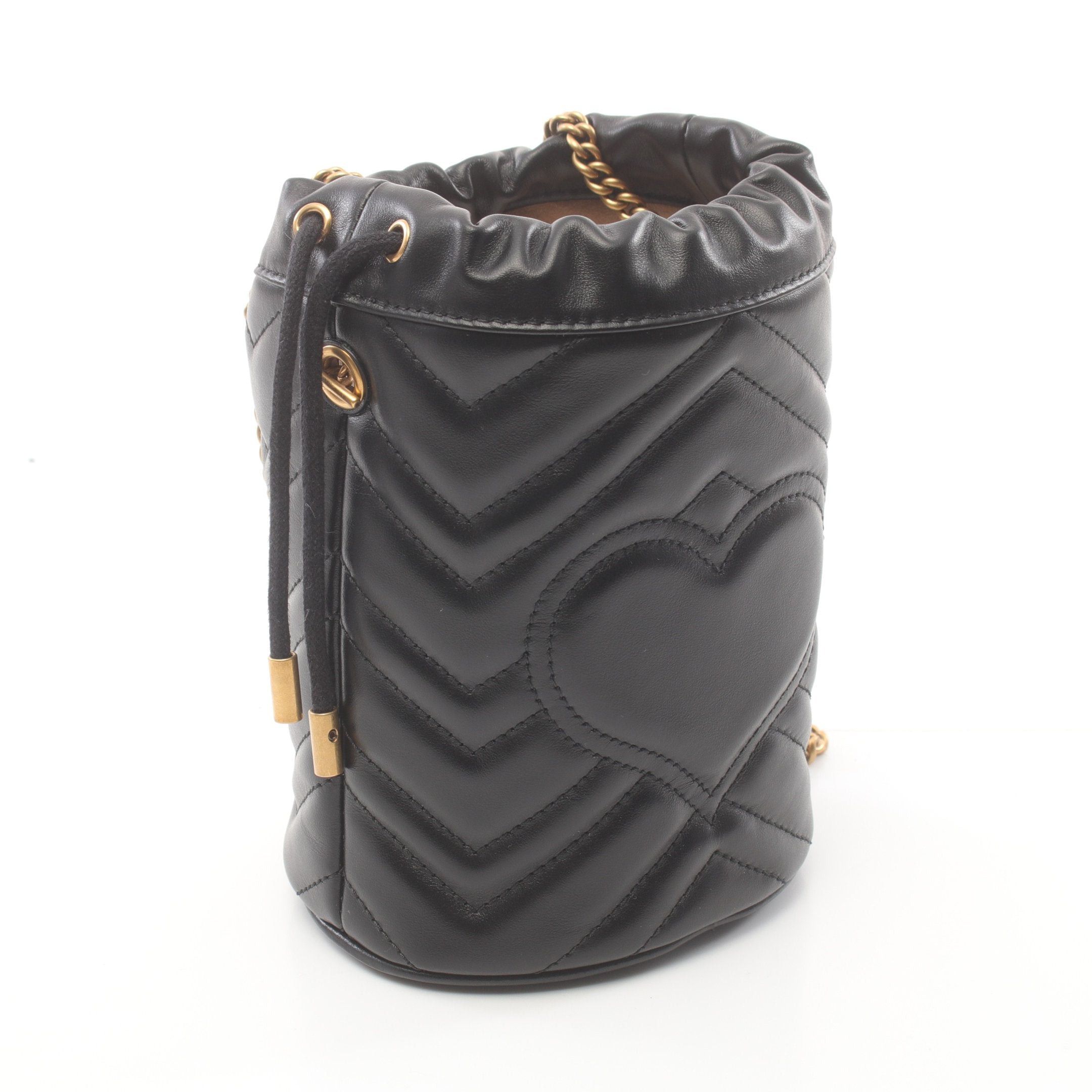 Gucci Gucci Gg Marmont Mini Bucket Bag Chain Shoulder Leather Black Size ONE SIZE - 2 Thumbnail