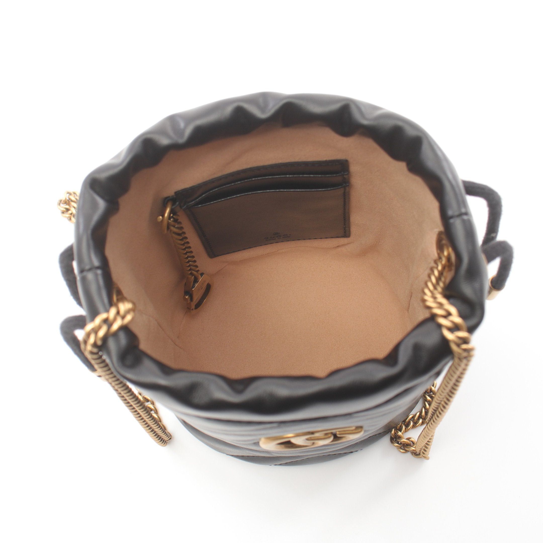 Gucci Gucci Gg Marmont Mini Bucket Bag Chain Shoulder Leather Black Size ONE SIZE - 3 Thumbnail