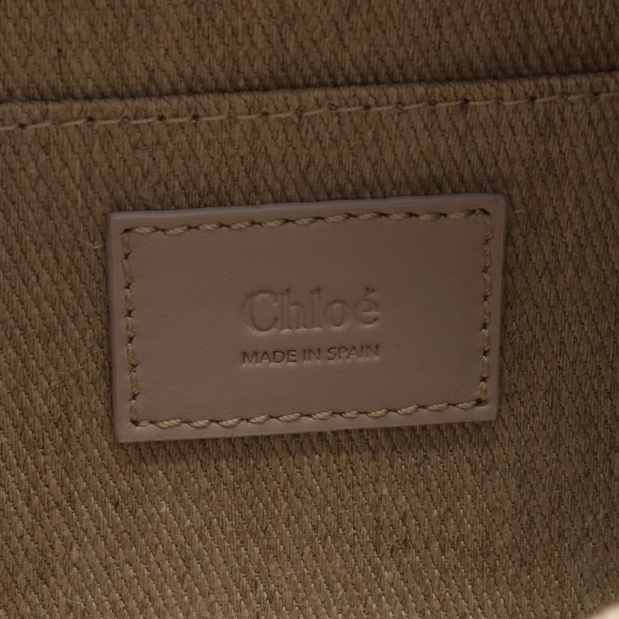 Chloe Chloe Woody Tube Handbag Linen Leather Beige Light Purple Size ONE SIZE - 4 Thumbnail
