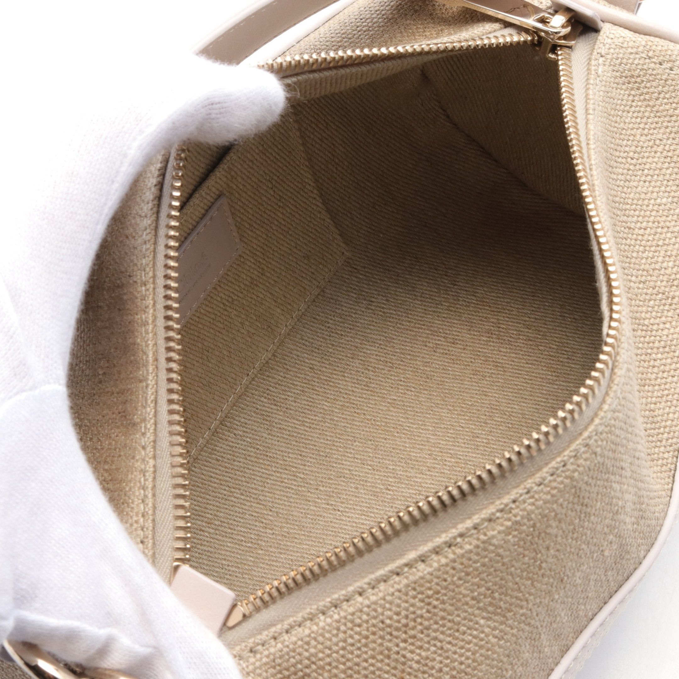 Chloe Chloe Woody Tube Handbag Linen Leather Beige Light Purple Size ONE SIZE - 3 Thumbnail