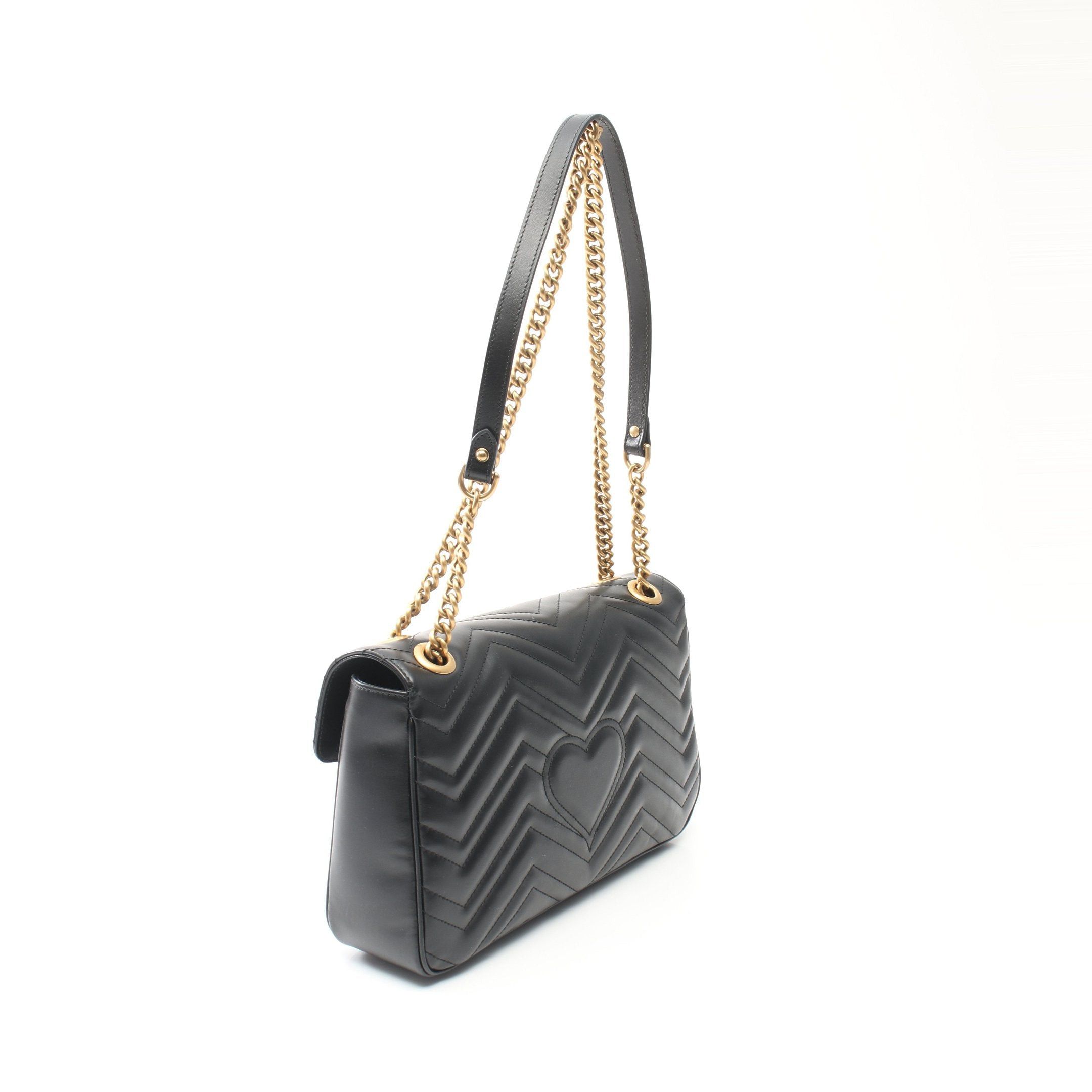 Gucci Gucci Gg Marmont Medium Chain Shoulder Bag Leather Black Size ONE SIZE - 2 Thumbnail