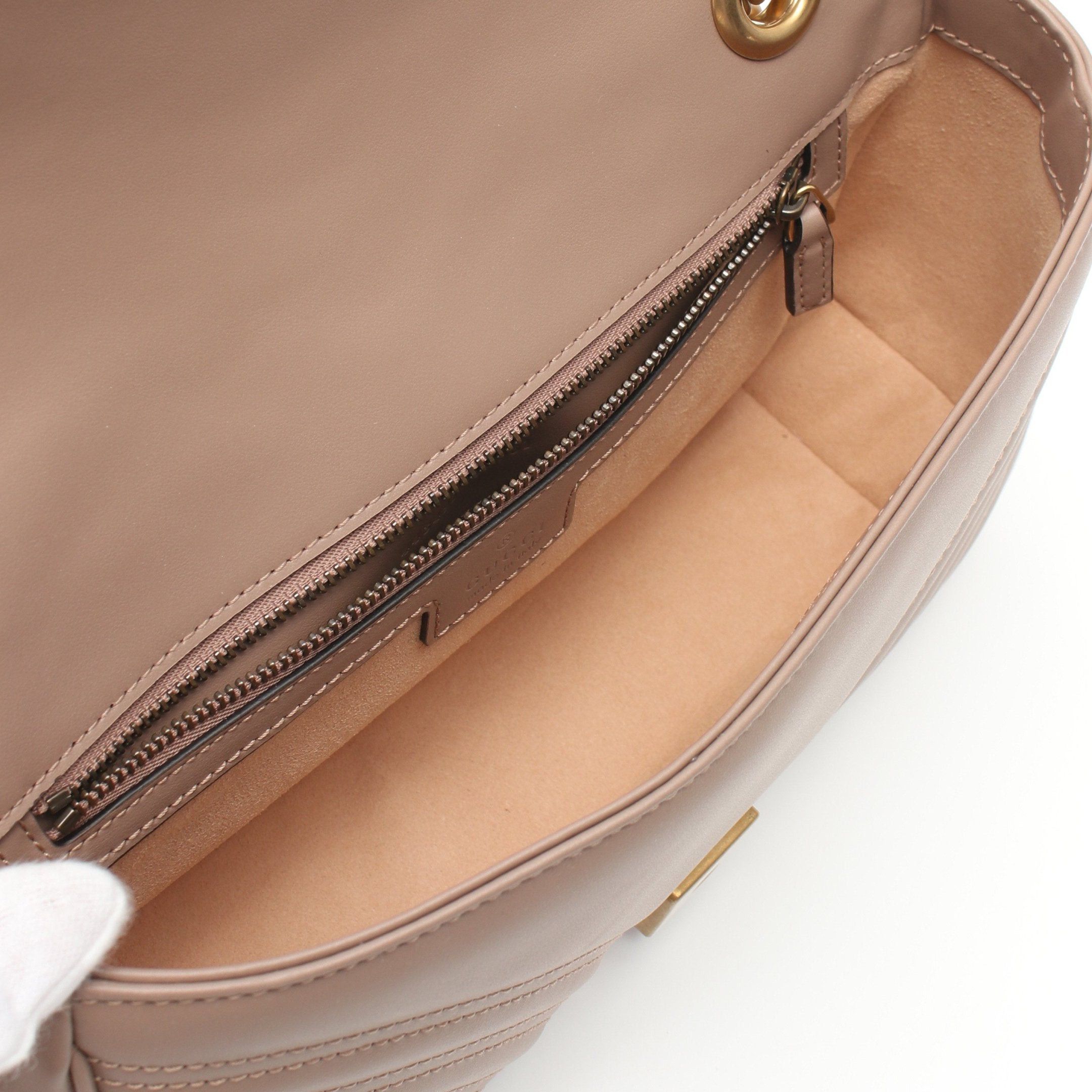 Gucci Gucci Gg Marmont Quilting Small Chain Shoulder Bag Leather Dusty Pink Size ONE SIZE - 3 Thumbnail